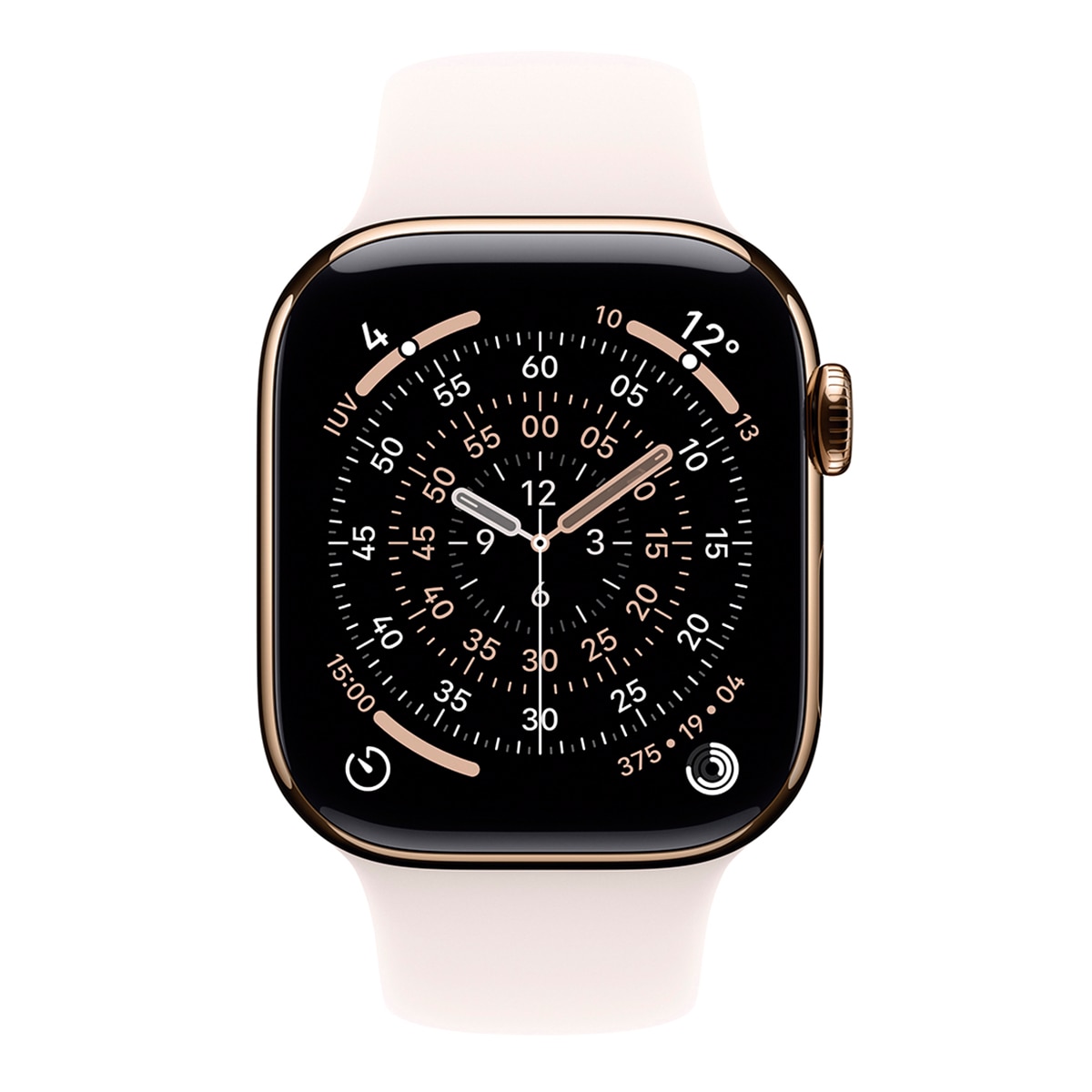 Apple Watch Series 11 GPS + Cellular 42mm Titânio Dourado com Bracelete Desportiva Rosa Rubor (M/L) Ouro Titânio-3