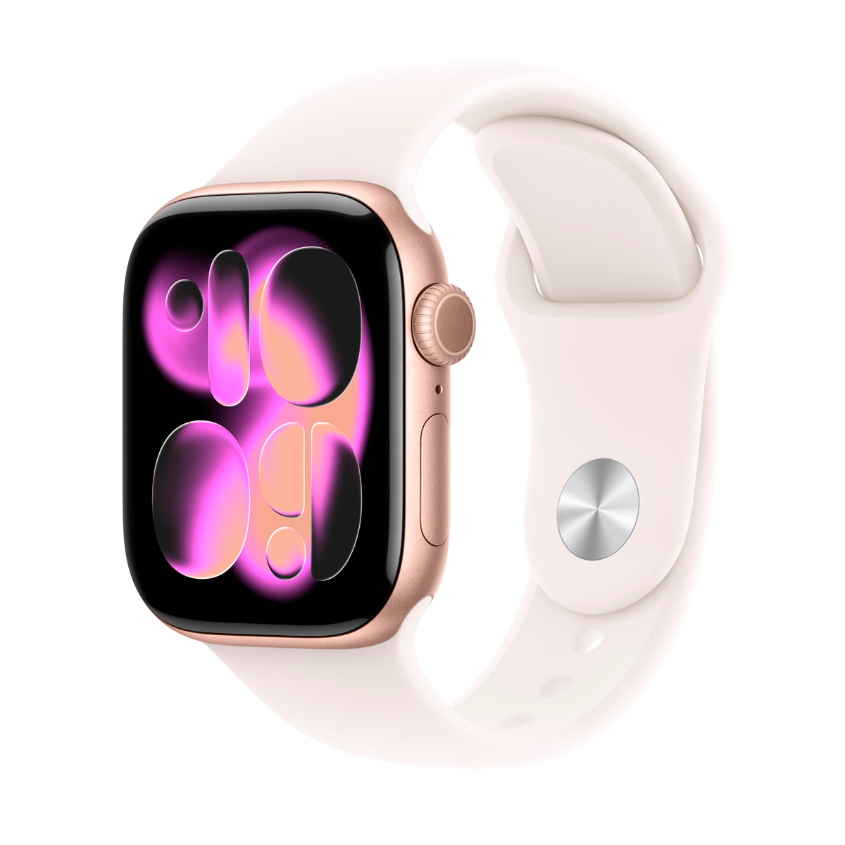 Imagem 0 de Apple Watch Series 11 GPS 42mm Alumínio Dourado com Bracelete Desportiva Rosa Rubor (M/L)