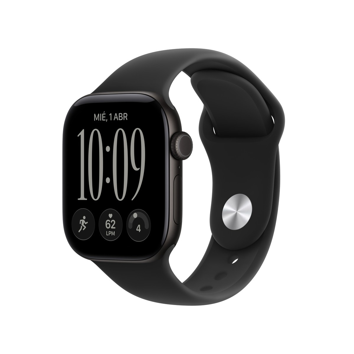 Imagem 0 de Apple Watch Série 12 GPS + Cellular 42 mm em alumínio preto com bracelete desportiva preta (M/L)