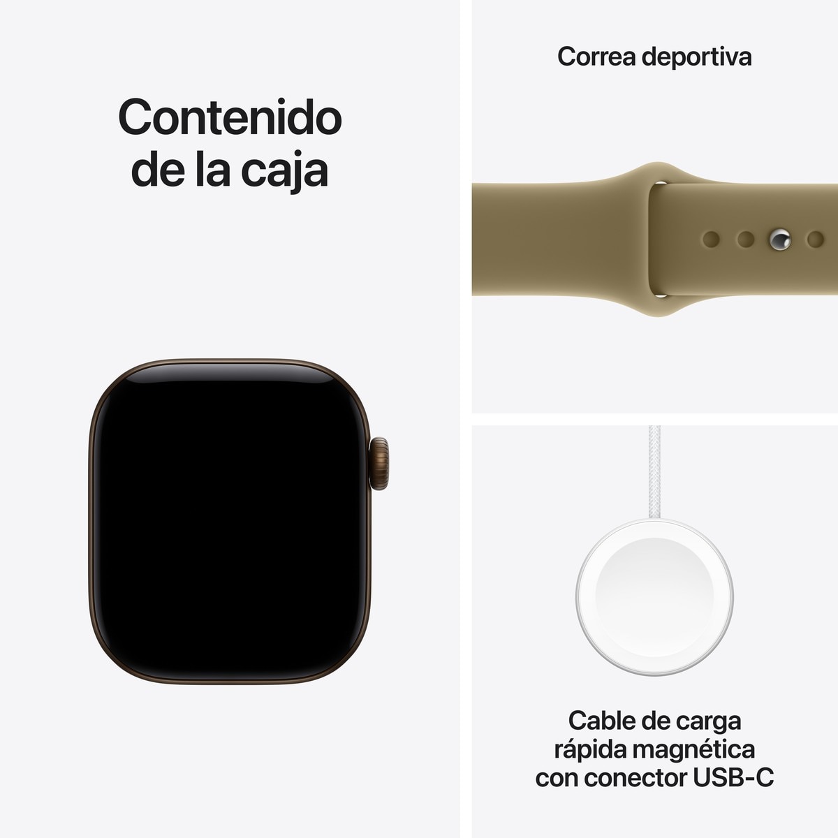 Apple Watch Série 12 GPS + Cellular 42 mm, cor bronze escuro, com bracelete desportivo verde-oliva (M/L) Alumínio Bronze Escuro-7