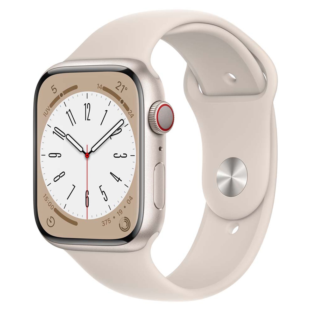 Apple Watch Series 8 GPS + Cellular 45mm con caja de aluminio blanco estrella y correa deportiva blanco estrella Blanco estrella-1