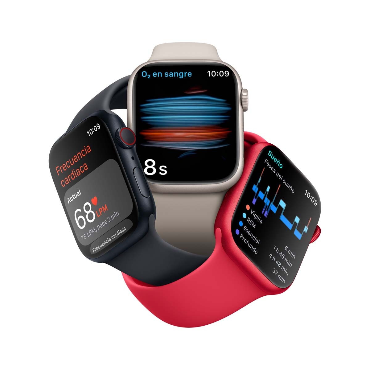 Apple Watch Series 8 GPS + Cellular 45mm con caja de acero inoxidable en plata y correa deportiva blanca Plata-5