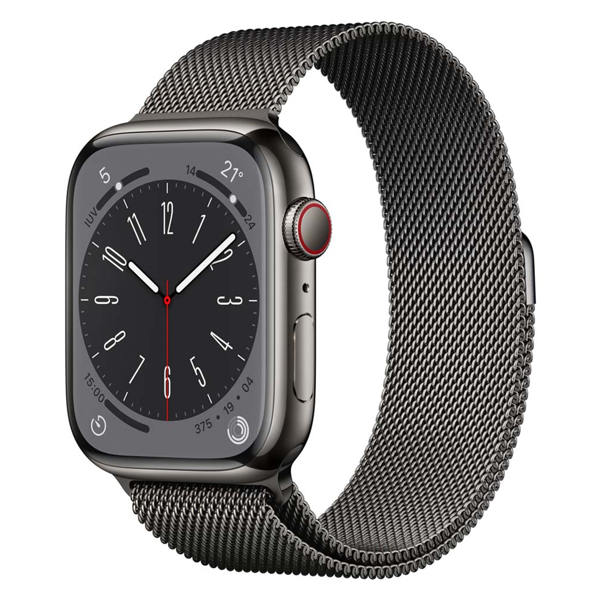 Apple Watch Series 8 GPS + Cellular 45mm con caja de acero inoxidable en grafito y pulsera Milanese Loop en grafito Grafito-1