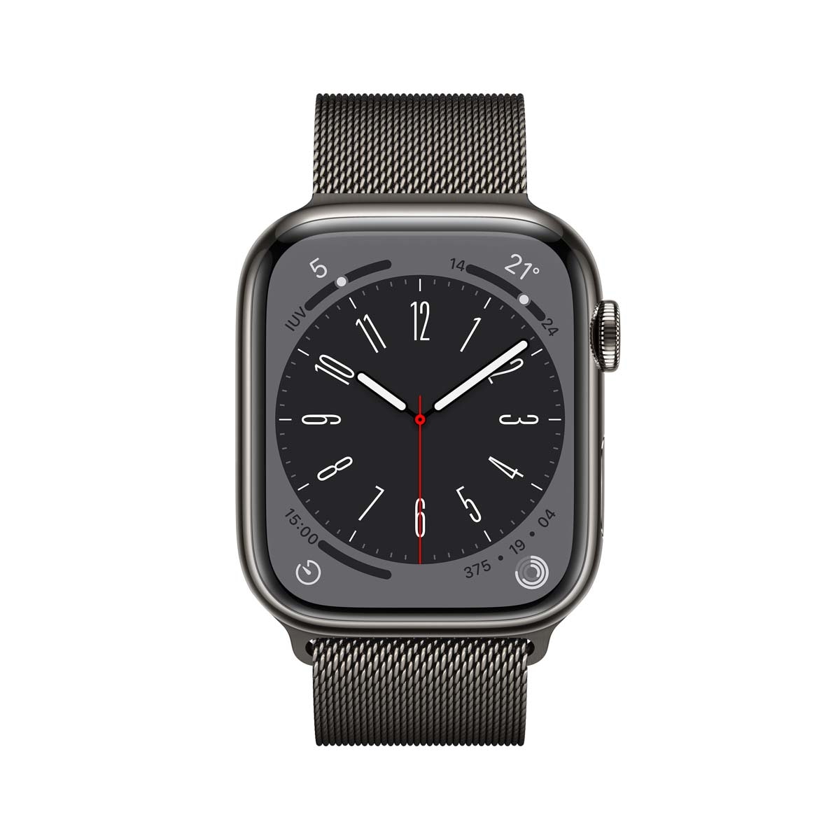 Apple Watch Series 8 GPS + Cellular 45mm con caja de acero inoxidable en grafito y pulsera Milanese Loop en grafito Grafito-2