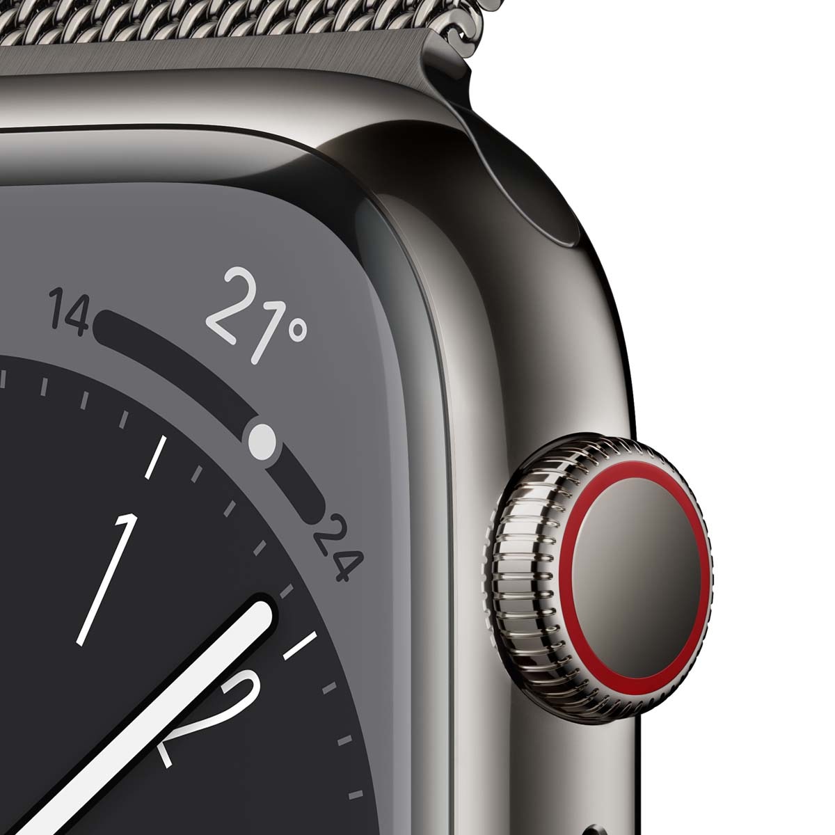Apple Watch Series 8 GPS + Cellular 45mm con caja de acero inoxidable en grafito y pulsera Milanese Loop en grafito Grafito-3