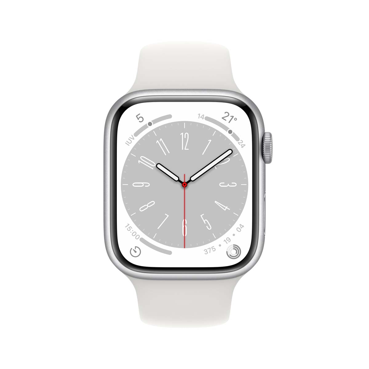 Apple Watch Series 8 GPS + Cellular 45mm con caja de aluminio en plata y correa deportiva blanca Plata-2