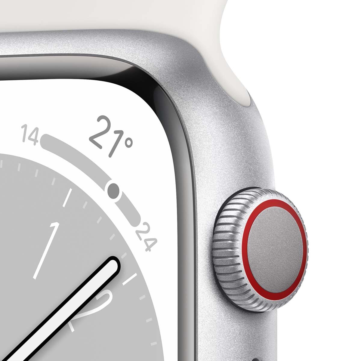 Apple Watch Series 8 GPS + Cellular 45mm con caja de aluminio en plata y correa deportiva blanca Plata-3