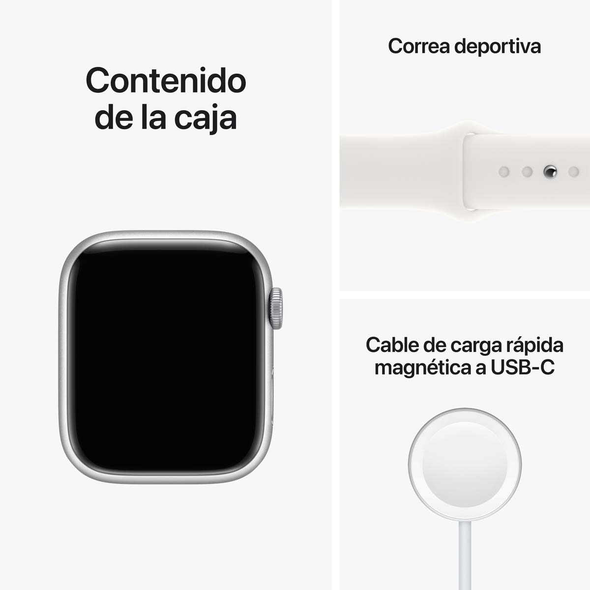 Apple Watch Series 8 GPS + Cellular 45mm con caja de aluminio en plata y correa deportiva blanca Plata-7
