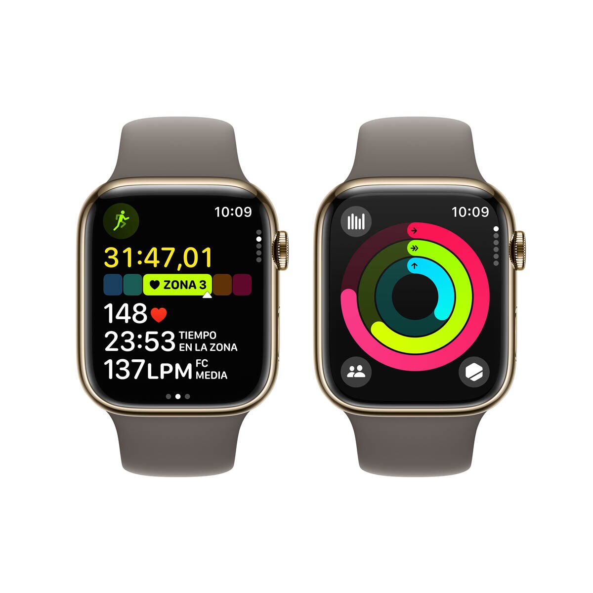 Apple Watch Series 9 GPS + Cellular 45mm Acero inoxidable Oro con correa Arcilla M/L Oro-9