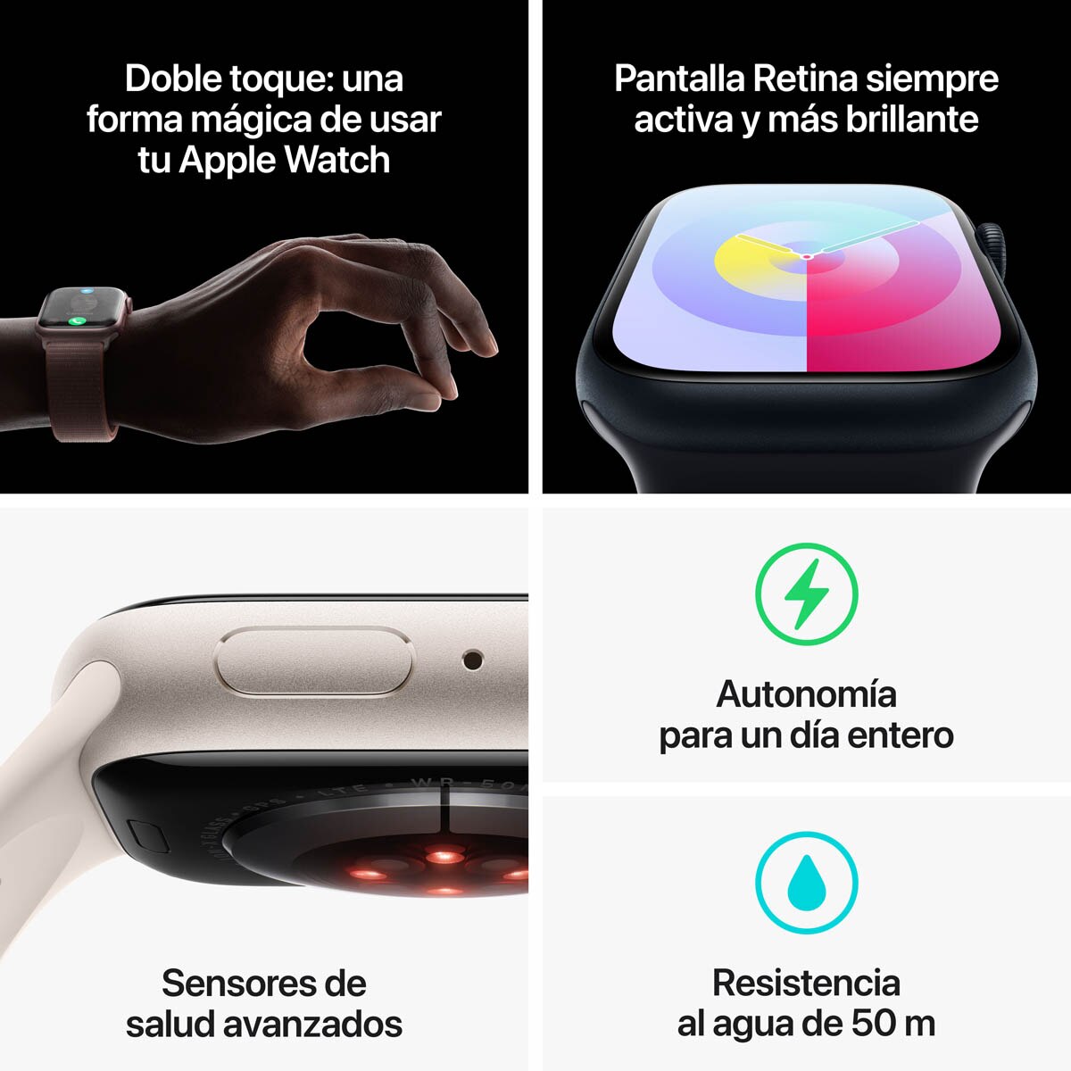 Apple Watch Series 9 GPS + Cellular 45mm Acero inoxidable Oro con correa Arcilla M/L Oro-10