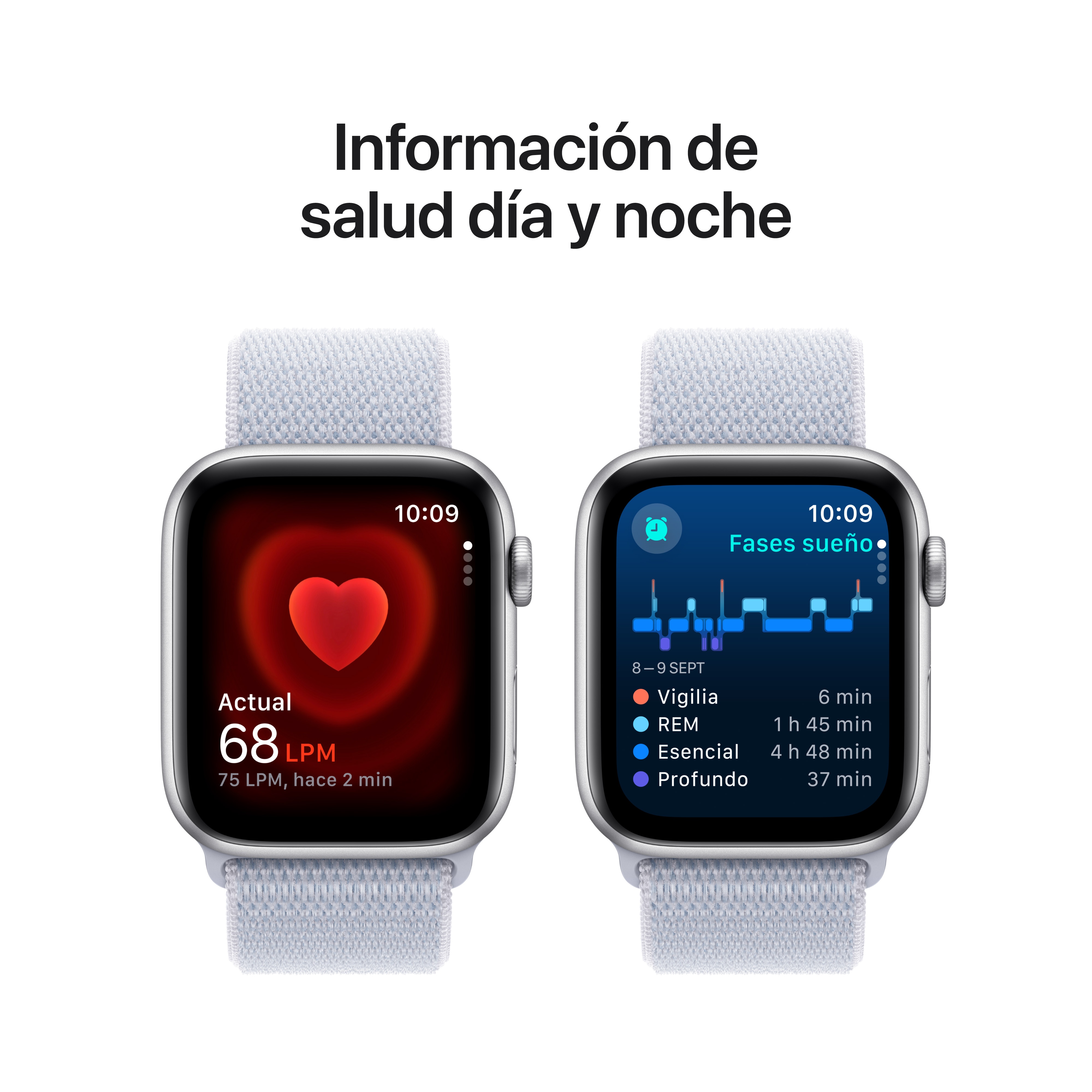 Apple Watch SE GPS 44mm Aluminio Plata con correa Loop Deportiva Azul Nube Plata-5