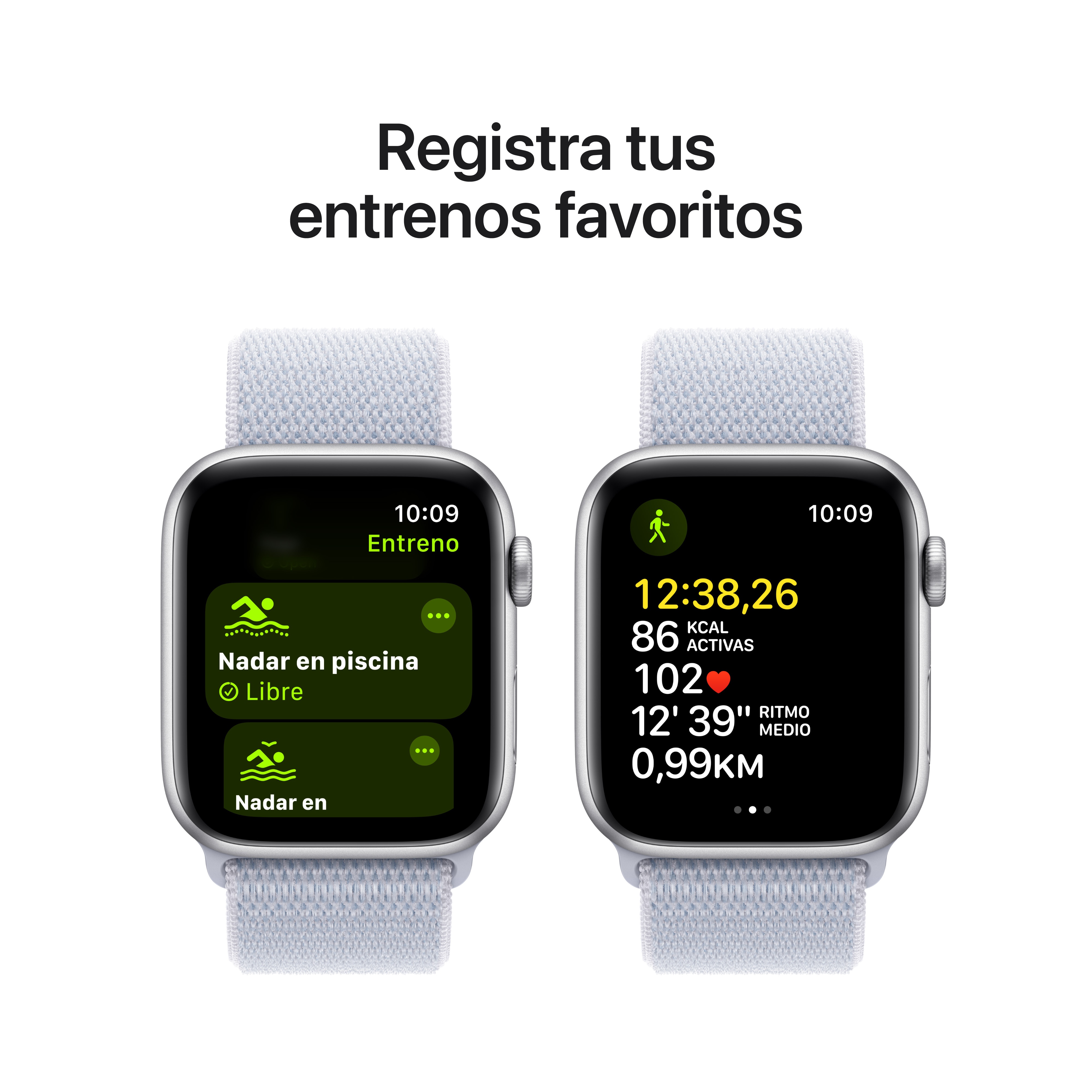 Apple Watch SE GPS 44mm Aluminio Plata con correa Loop Deportiva Azul Nube Plata-6