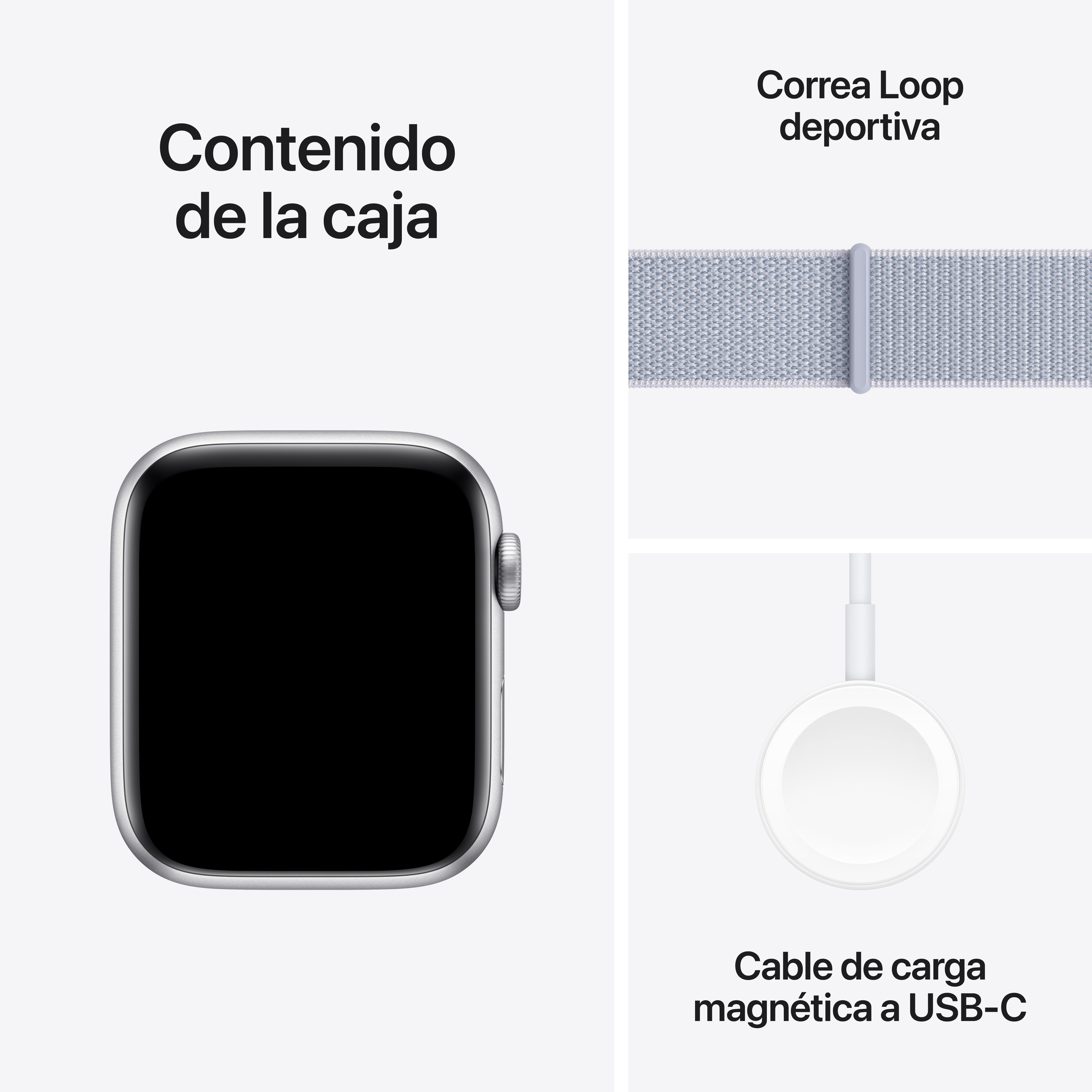 Apple Watch SE GPS 44mm Aluminio Plata con correa Loop Deportiva Azul Nube Plata-7