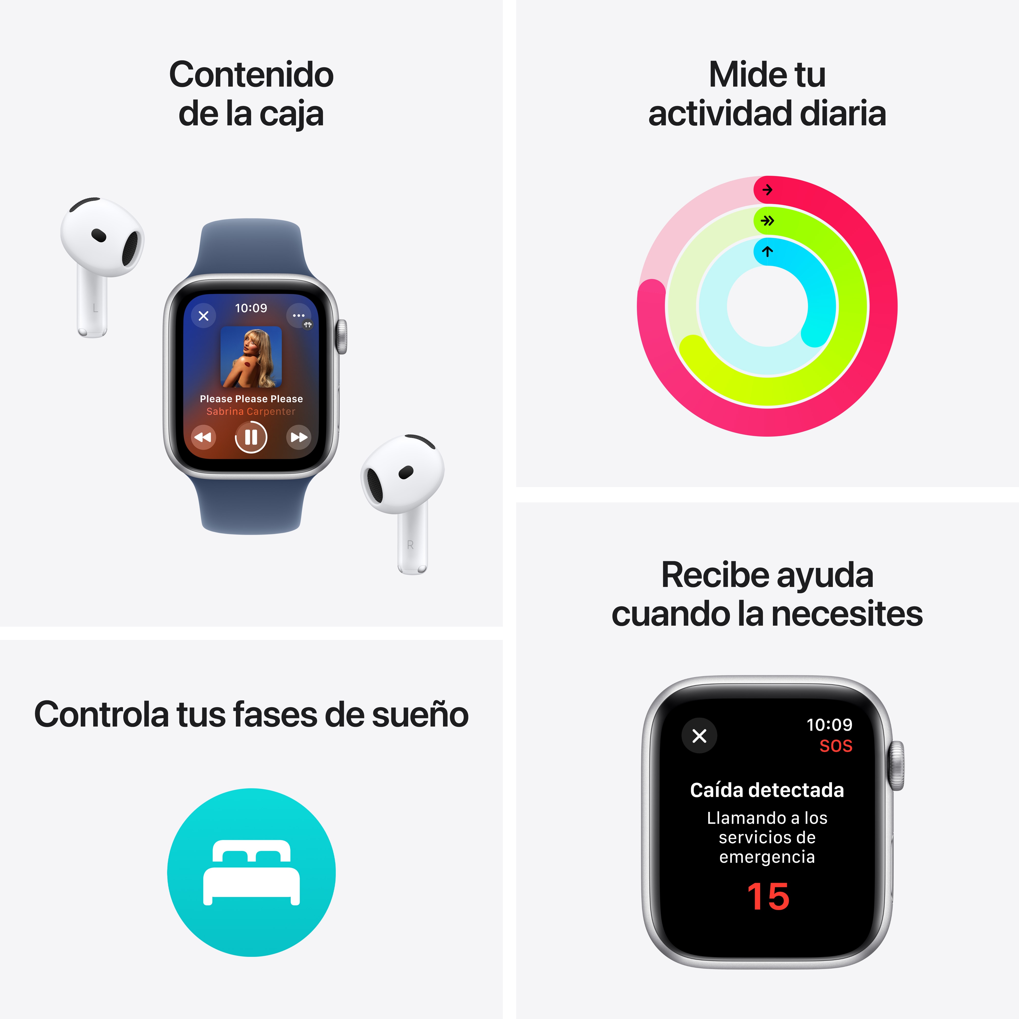 Apple Watch SE GPS + Cellular 44mm - Alumínio Prata com Bracelete Desportiva Azul Denim (Tam. S/M) Prata-3