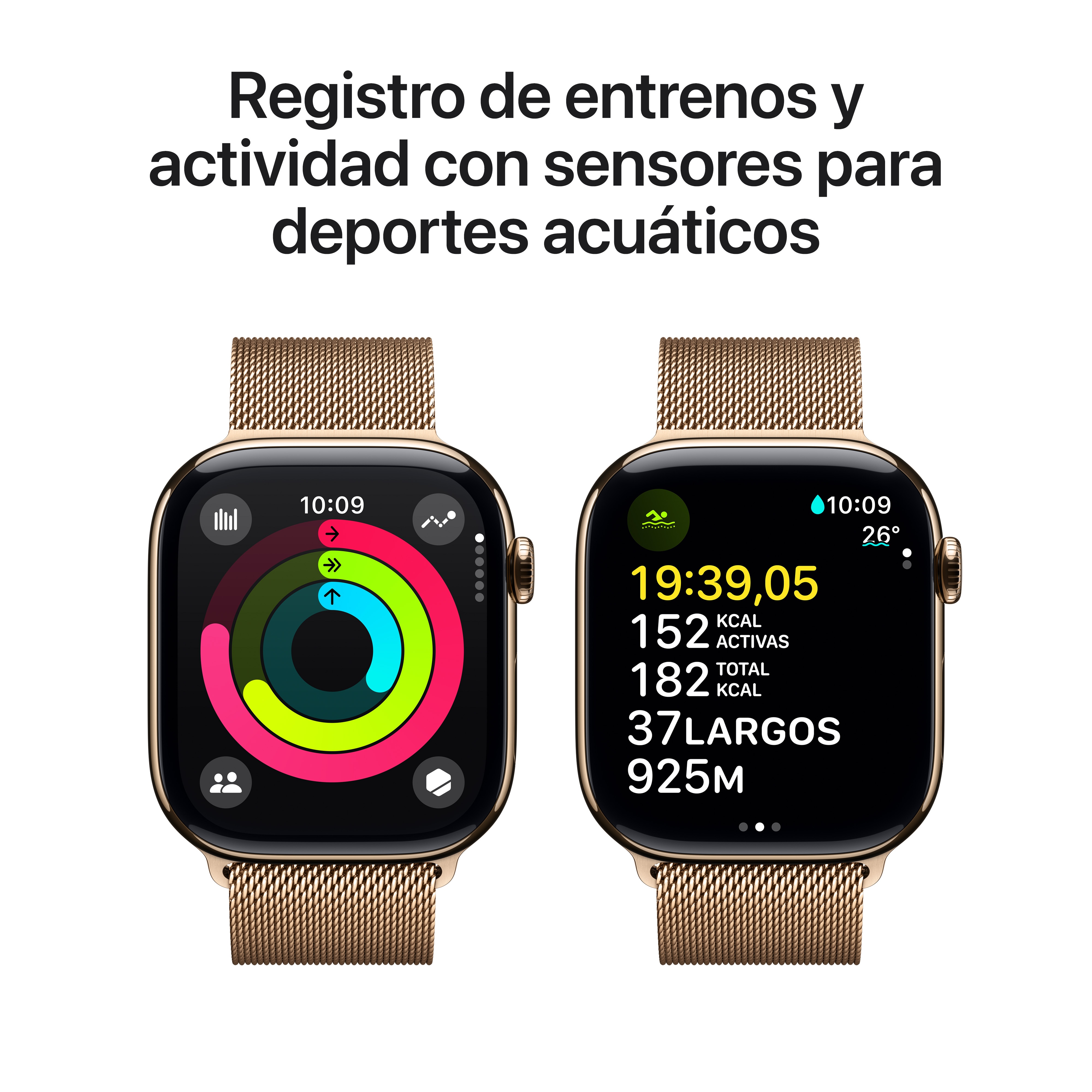 Apple Watch Series 10 GPS + Cellular 46mm Titanio Oro con correa Milanese Loop Oro S/M Oro-5