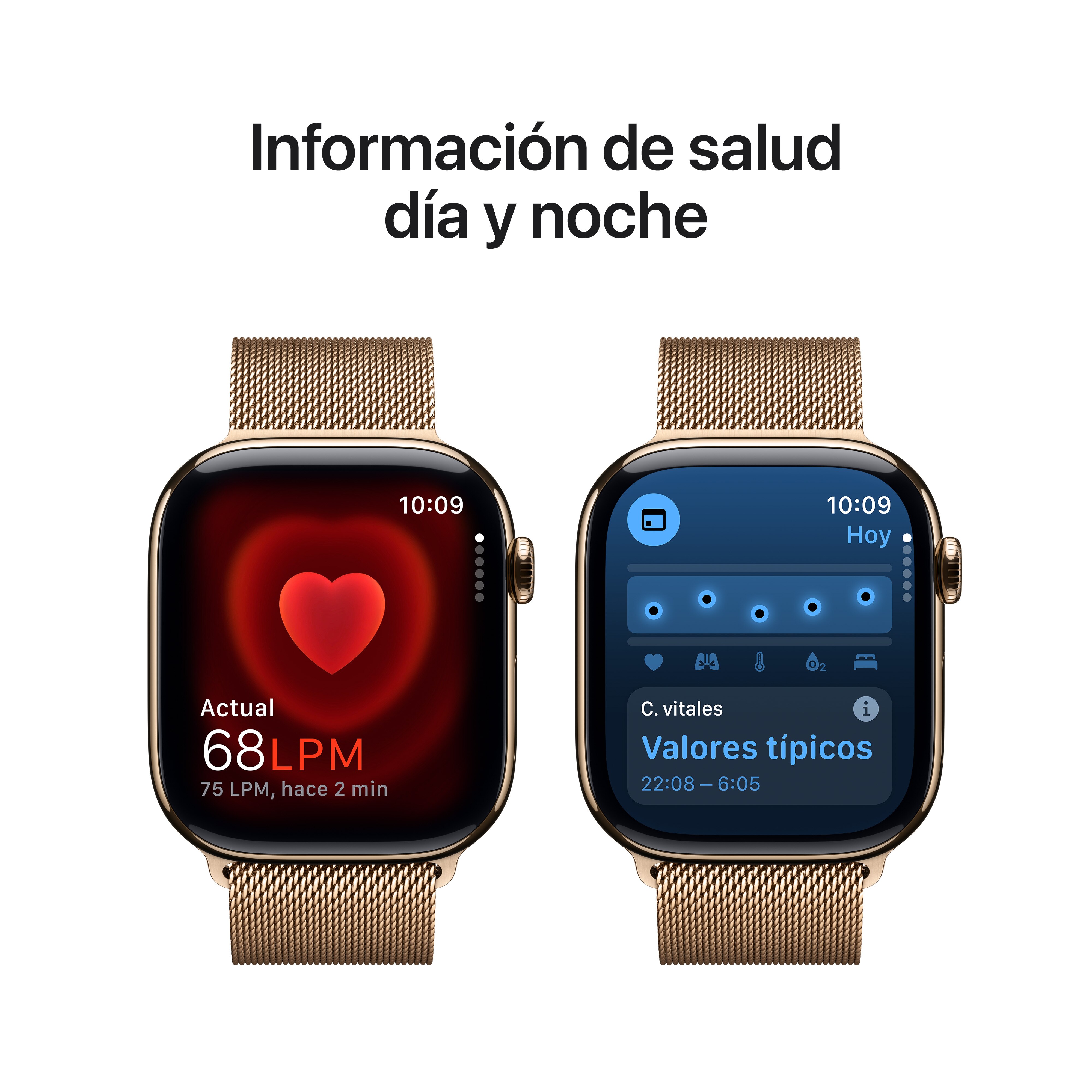 Apple Watch Series 10 GPS + Cellular 46mm Titanio Oro con correa Milanese Loop Oro S/M Oro-6