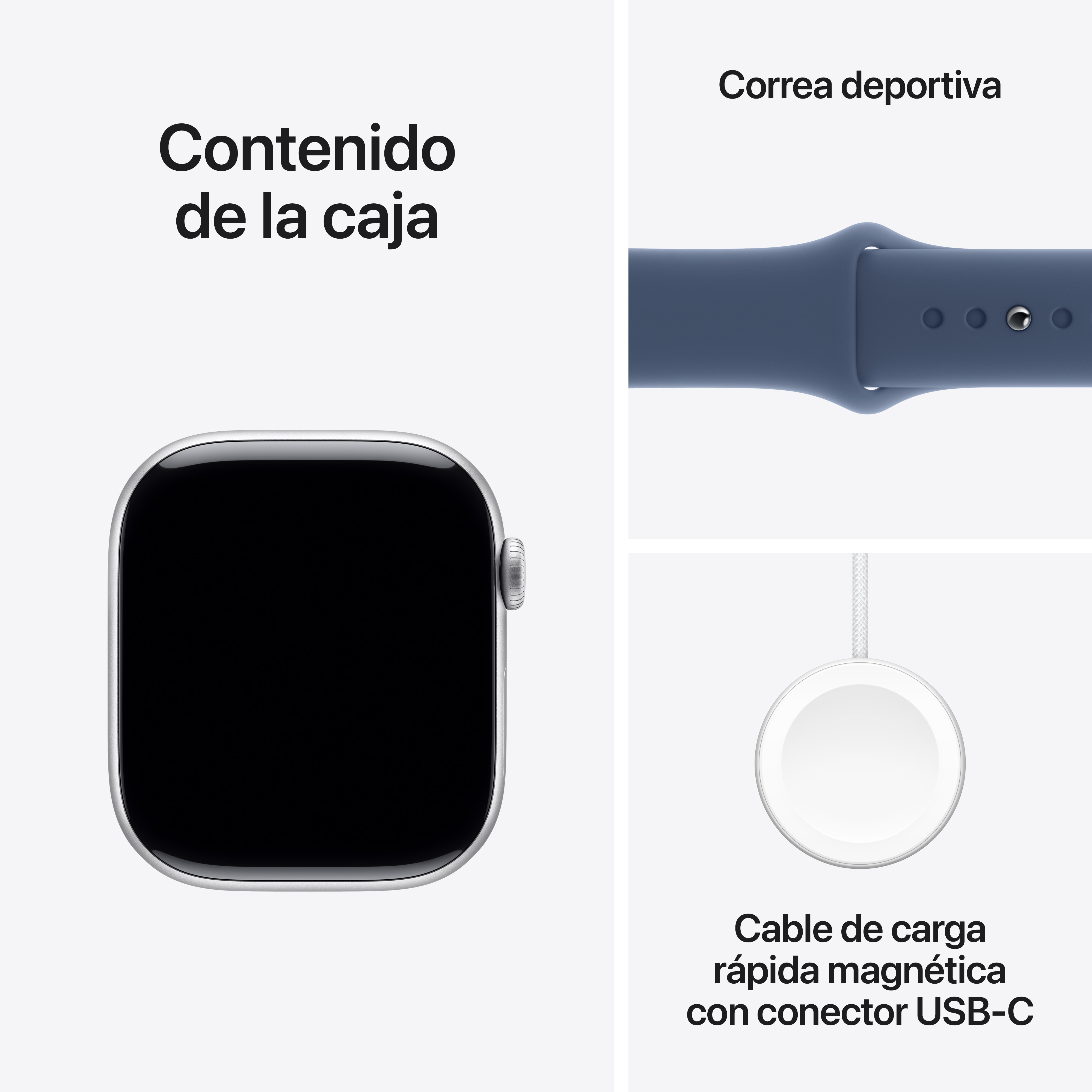 Apple Watch Series 10 GPS 46mm Aluminio Plata con correa Deportiva Azul Denim M/L Plata-10
