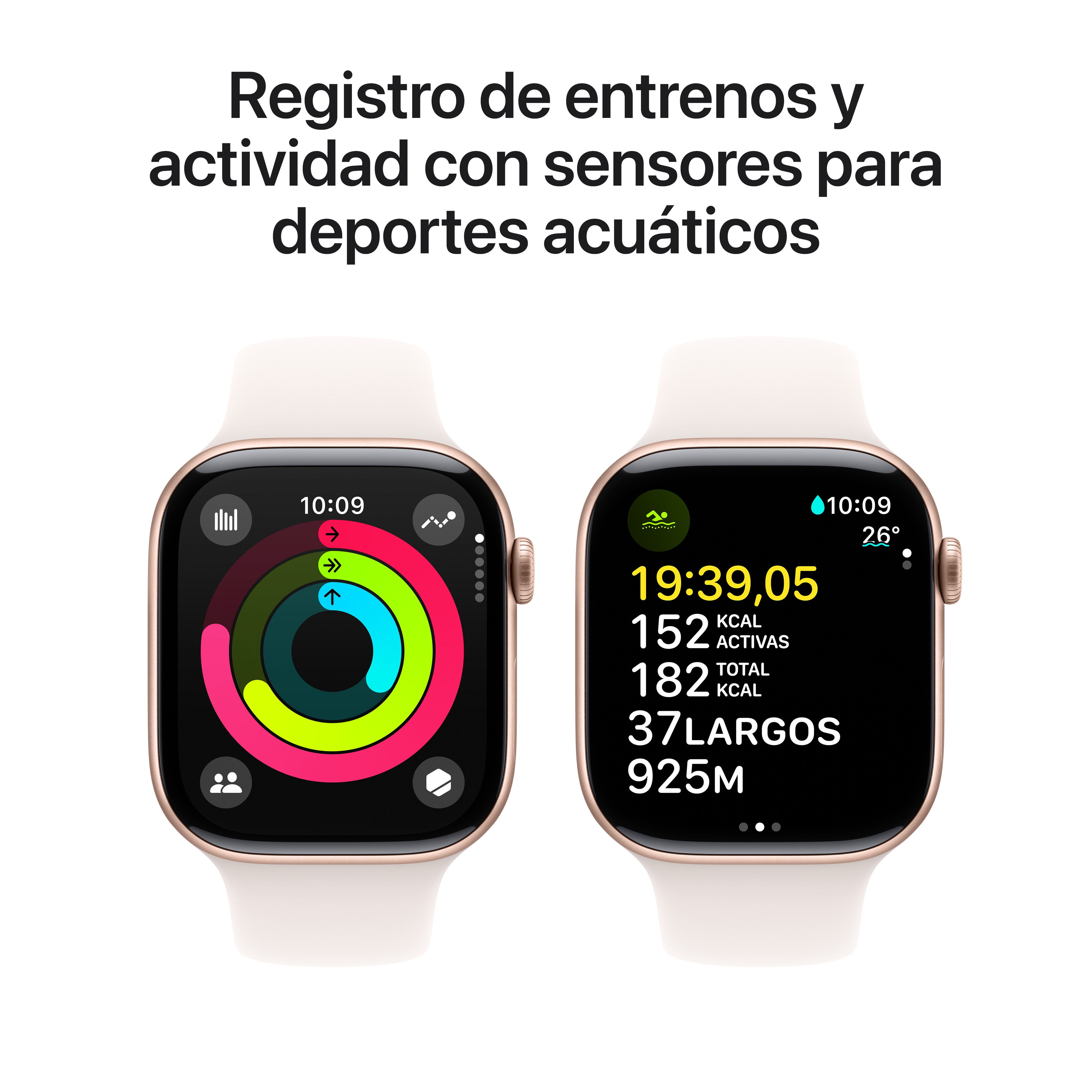 Apple Watch Series 10 GPS 46mm Aluminio Oro Rosa con correa Deportiva Rosa Rubor M/L Oro Rosa-5