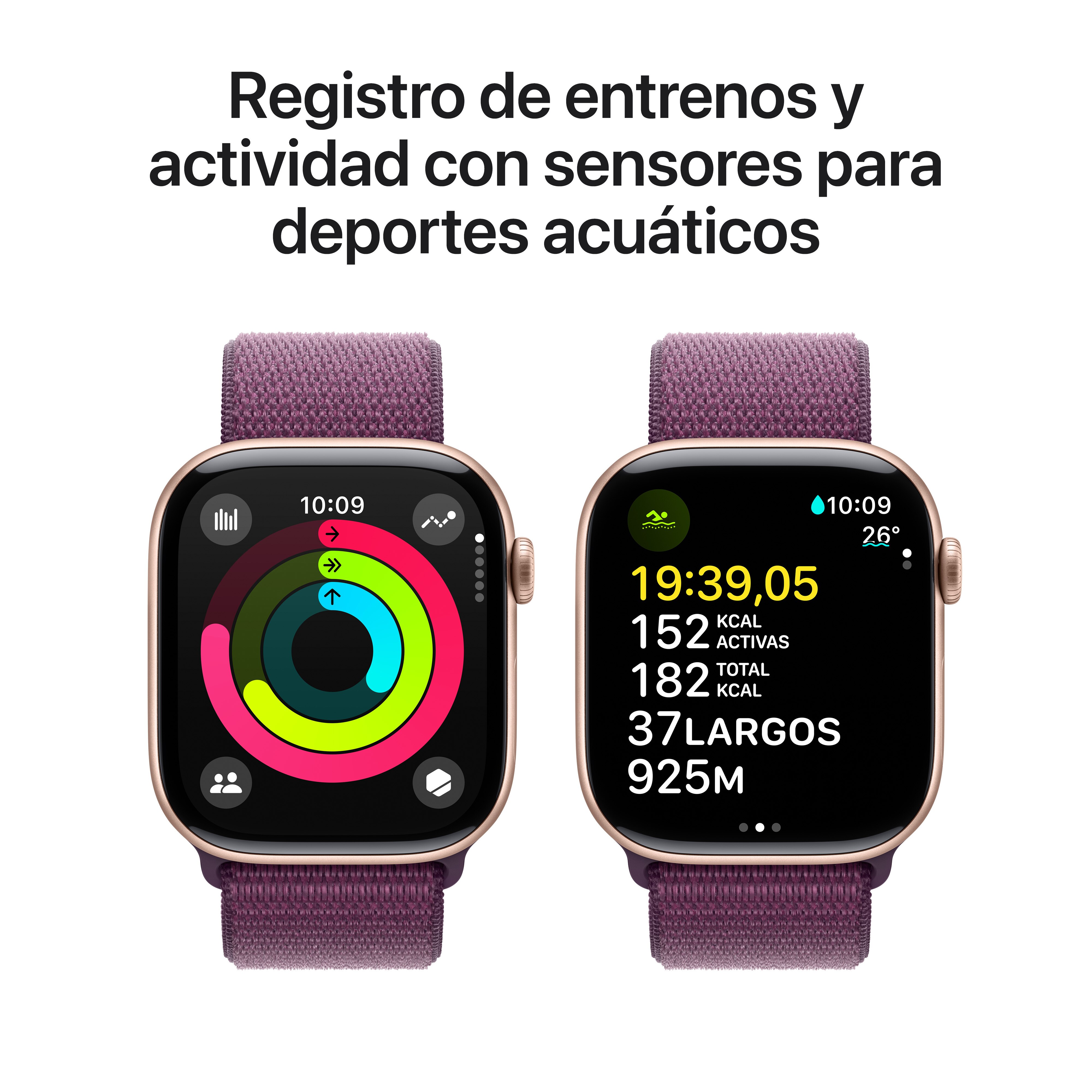 Apple Watch Series 10 GPS + Cellular 46mm Aluminio Oro Rosa con correa Loop Deportiva Ciruela Oro Rosa-5