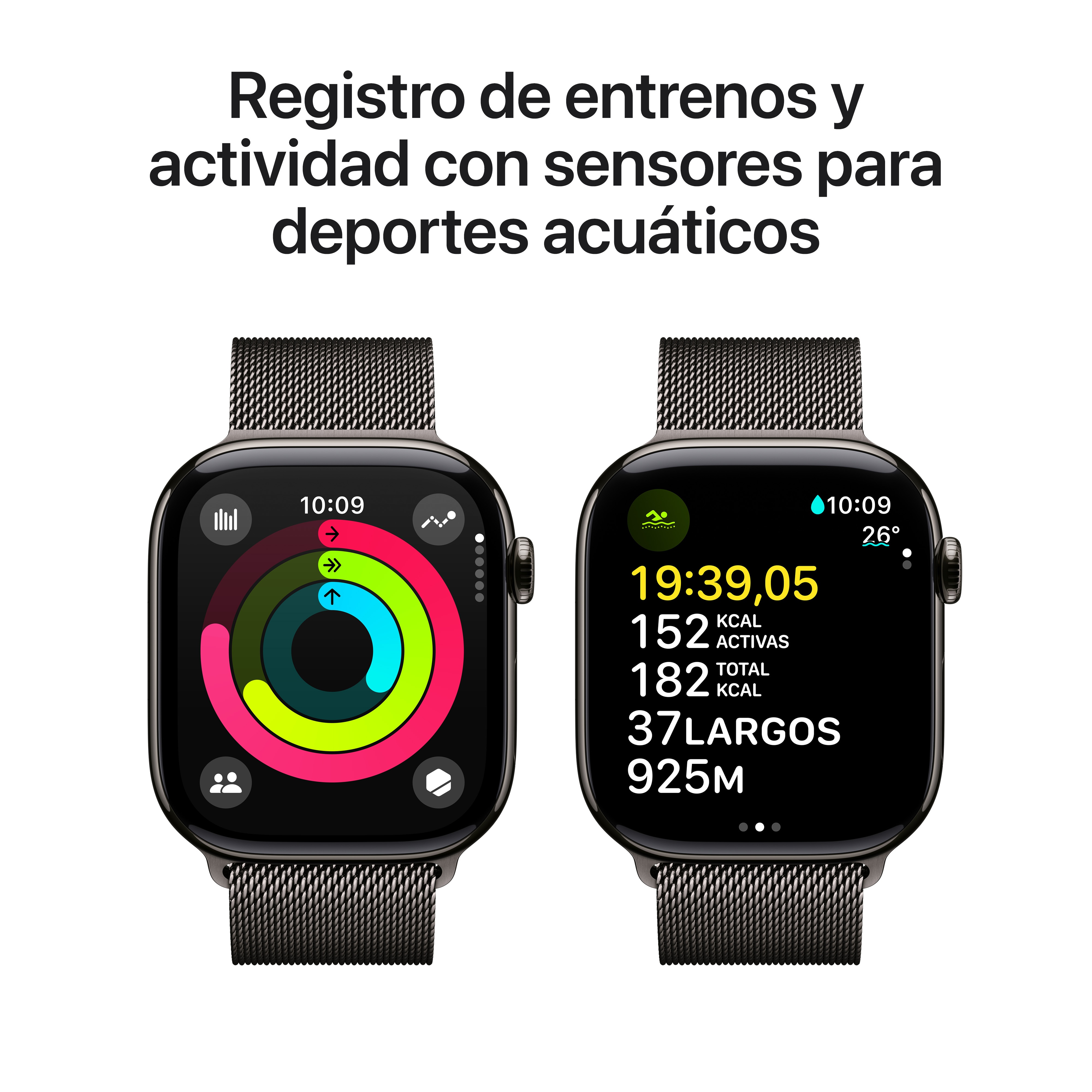 Apple Watch Series 10 GPS + Cellular 46mm Titanio Pizarra con correa Milanese Loop Pizarra M/L Pizarra-5
