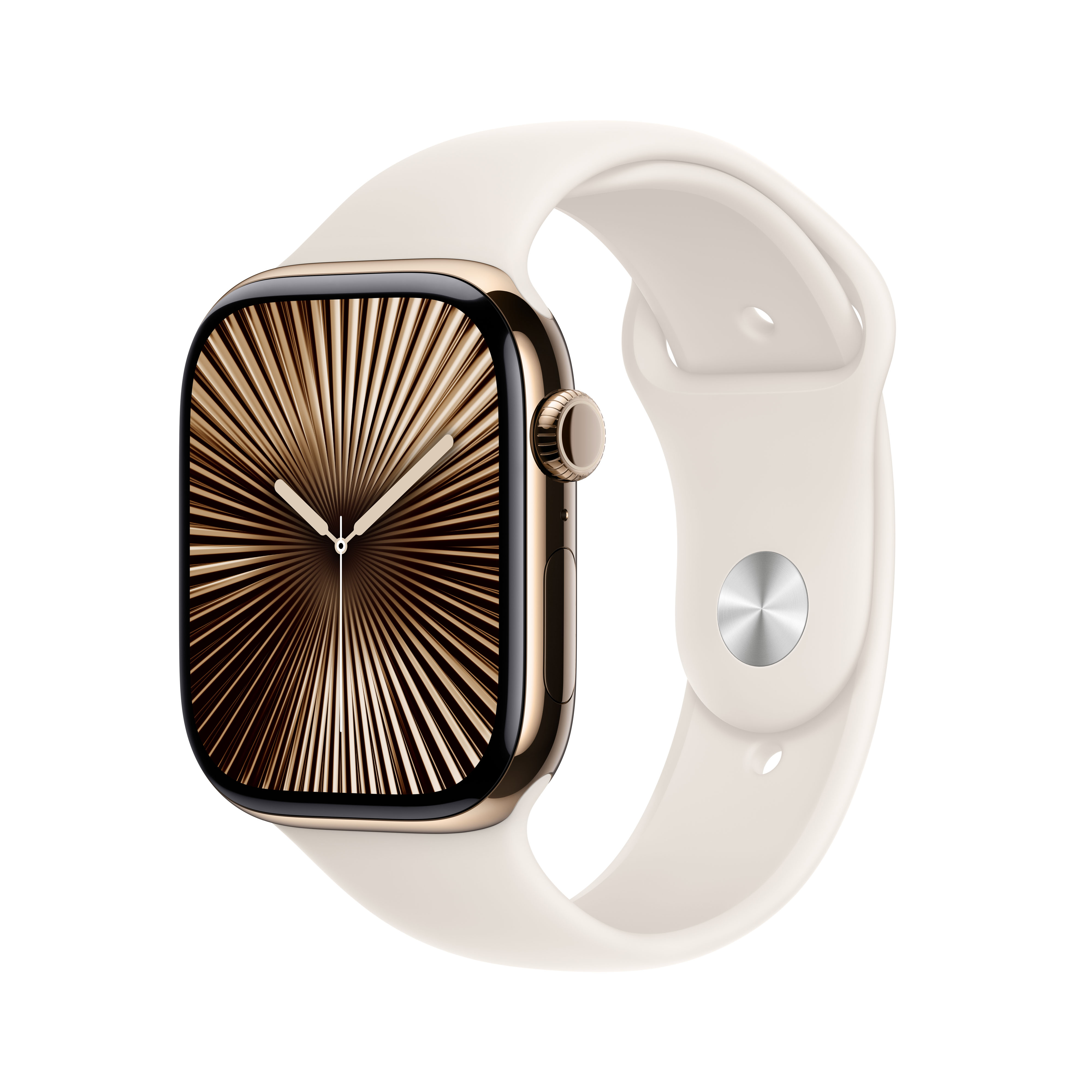 Apple Watch Series 10 GPS + Cellular 46mm Titanio Oro con correa Deportiva Blanco Estrella M/L Oro-1