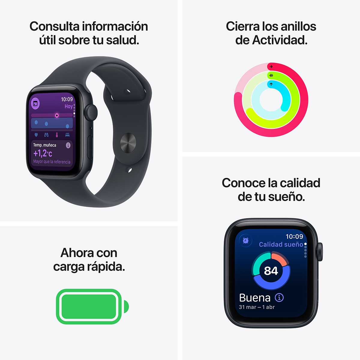Apple Watch SE 3 GPS 44mm Aluminio medianoche con Correa Deportiva Medianoche (M/L) Aluminio Medianoche-3