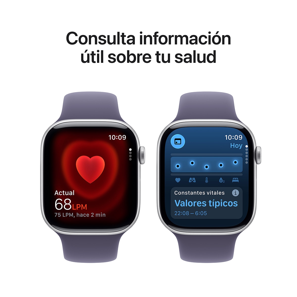 Apple Watch Series 11 GPS 46mm Aluminio plata con Correa Deportiva Niebla Lila (S/M) Aluminio Plata-6