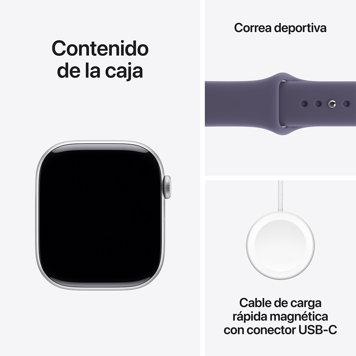 Apple Watch Series 11 GPS + Cellular 46mm Aluminio plata con Correa Deportiva Niebla Lila (S/M) Aluminio Plata-9