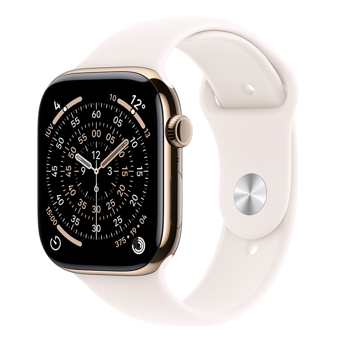 Imagem 0 de Apple Watch Series 11 GPS + Cellular 46mm Titânio Dourado com Bracelete Desportiva Rosa Rubor (S/M)