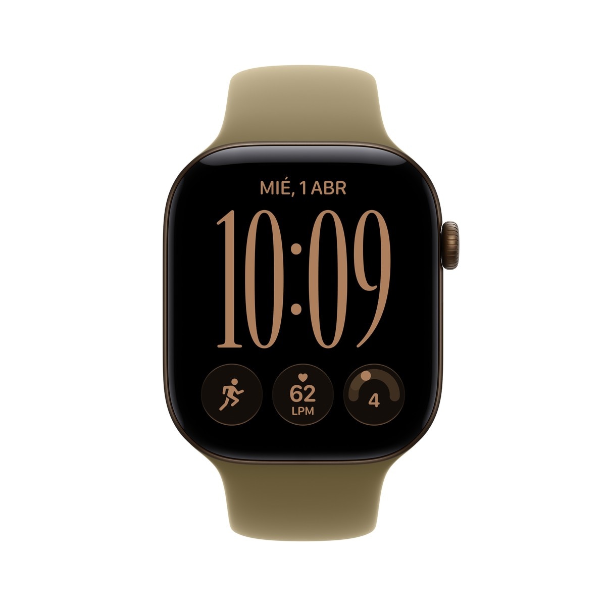 Apple Watch Série 12 GPS + Cellular 46 mm em alumínio cor de bronze escuro com bracelete desportivo verde-oliva (S/M) Alumínio Bronze Escuro-2