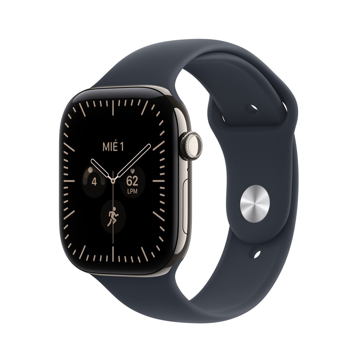 Apple - Apple Watch Series 12 GPS + Cellular 46mm Titanio Natural con Correa Deportiva Azul Náutico (S-M).