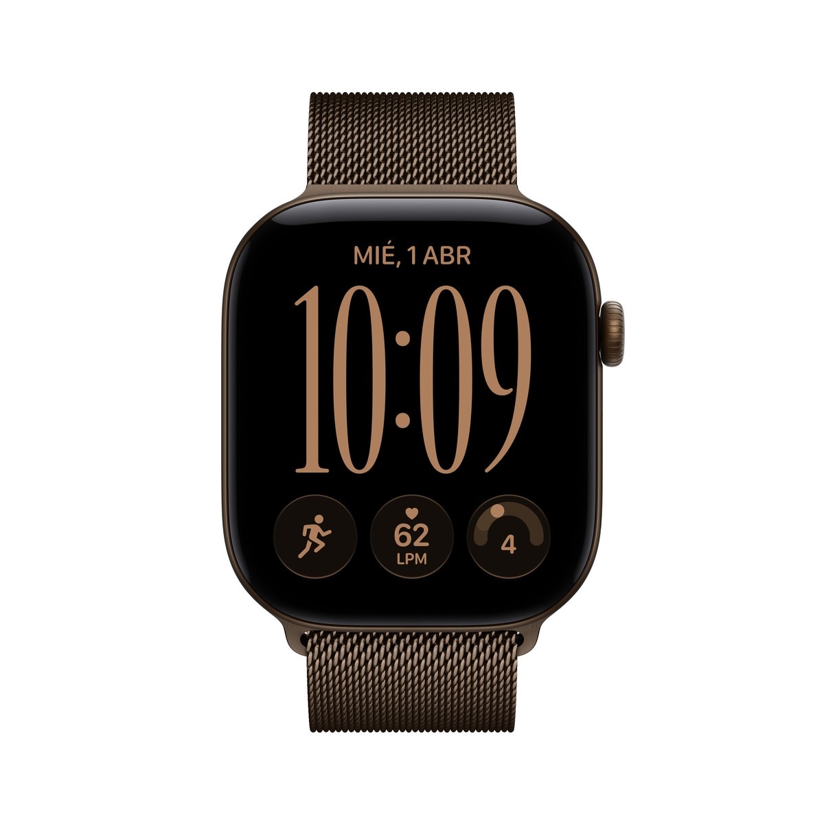 Apple Watch Série 12 com GPS, 46 mm, em alumínio cor de bronze escuro, com bracelete Milanese Loop cor de bronze escuro (M/L) Alumínio Bronze Escuro-2