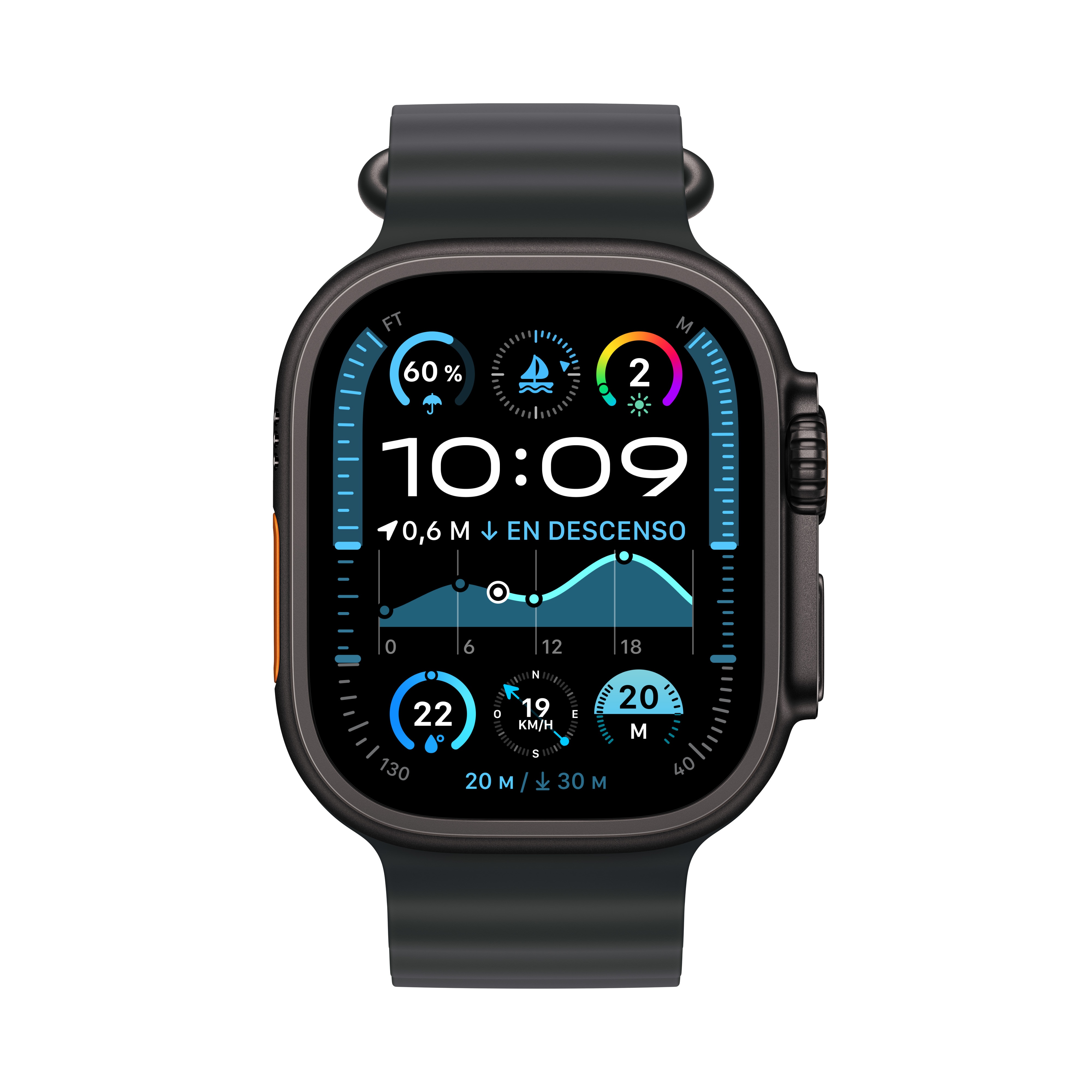Apple Watch Ultra 2 GPS + Cellular 49mm Titanio Negro con correa Ocean Negro Titanio Negro-2