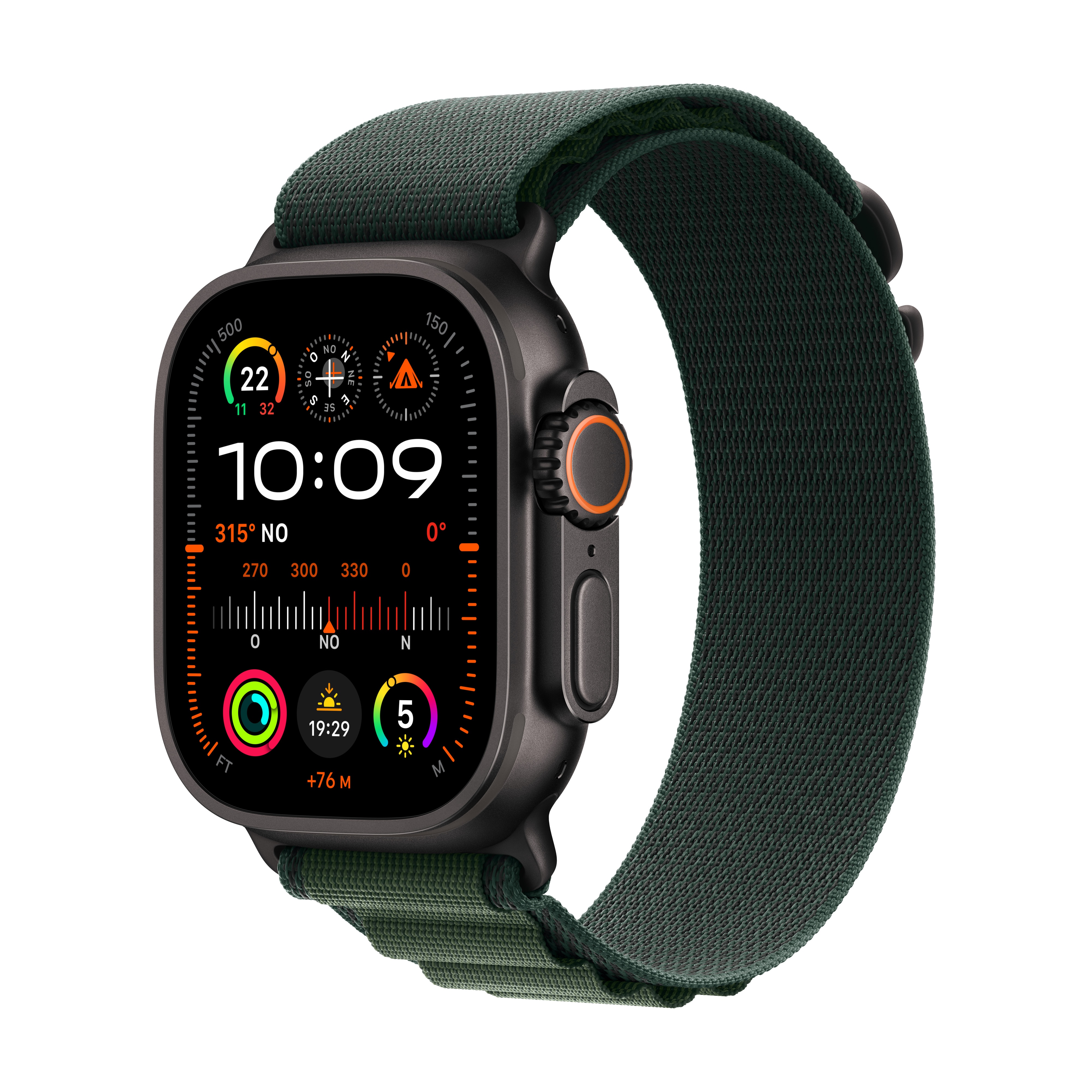 Apple Watch Ultra 2 GPS + Cellular 49mm Titanio Negro con correa Loop Alpine verde oscuro - Pequeña Titanio Negro-1