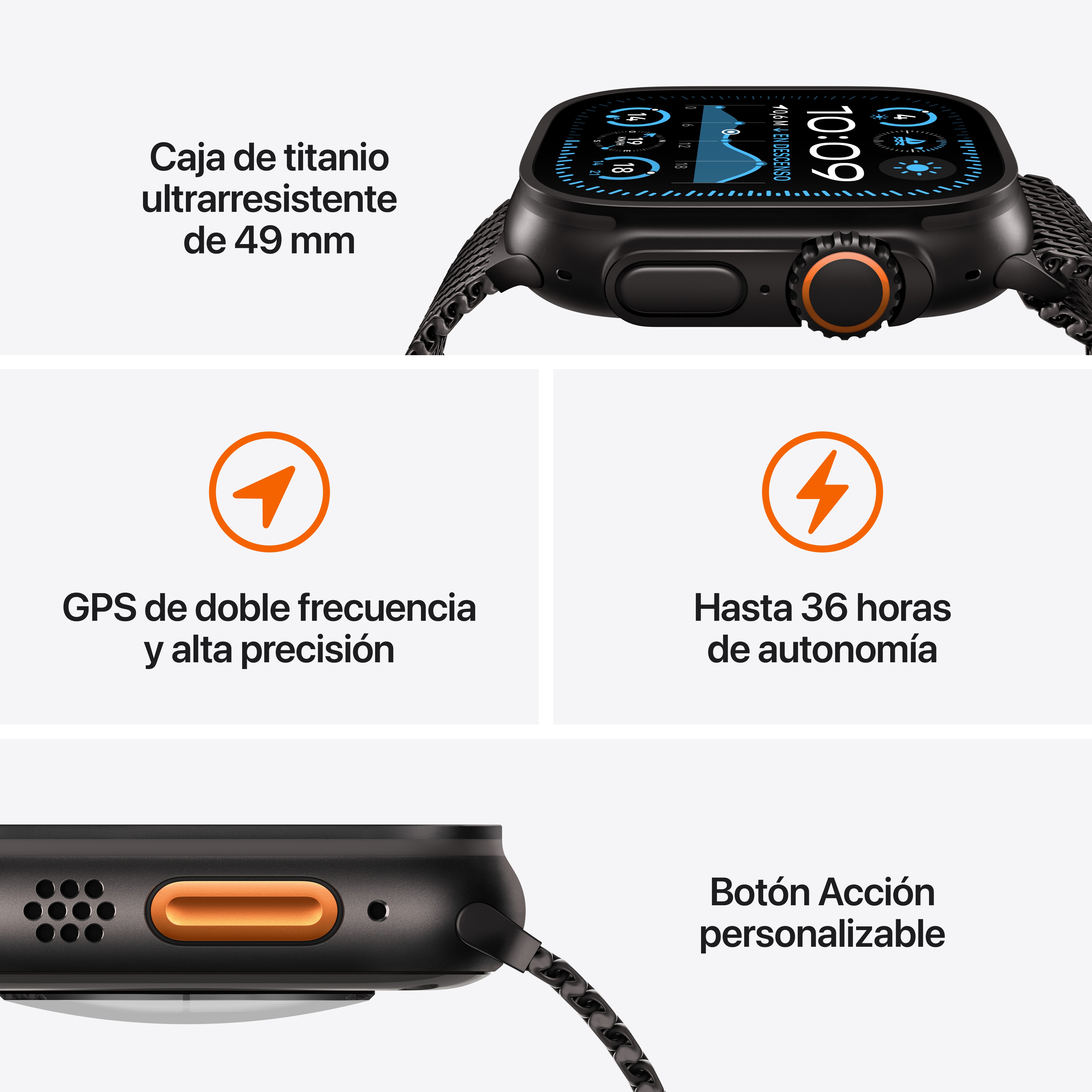 Apple Watch Ultra 2 GPS + Cellular 49mm Titanio Negro con correa Loop Alpine Verde oscuro Mediana Titanio Negro-3