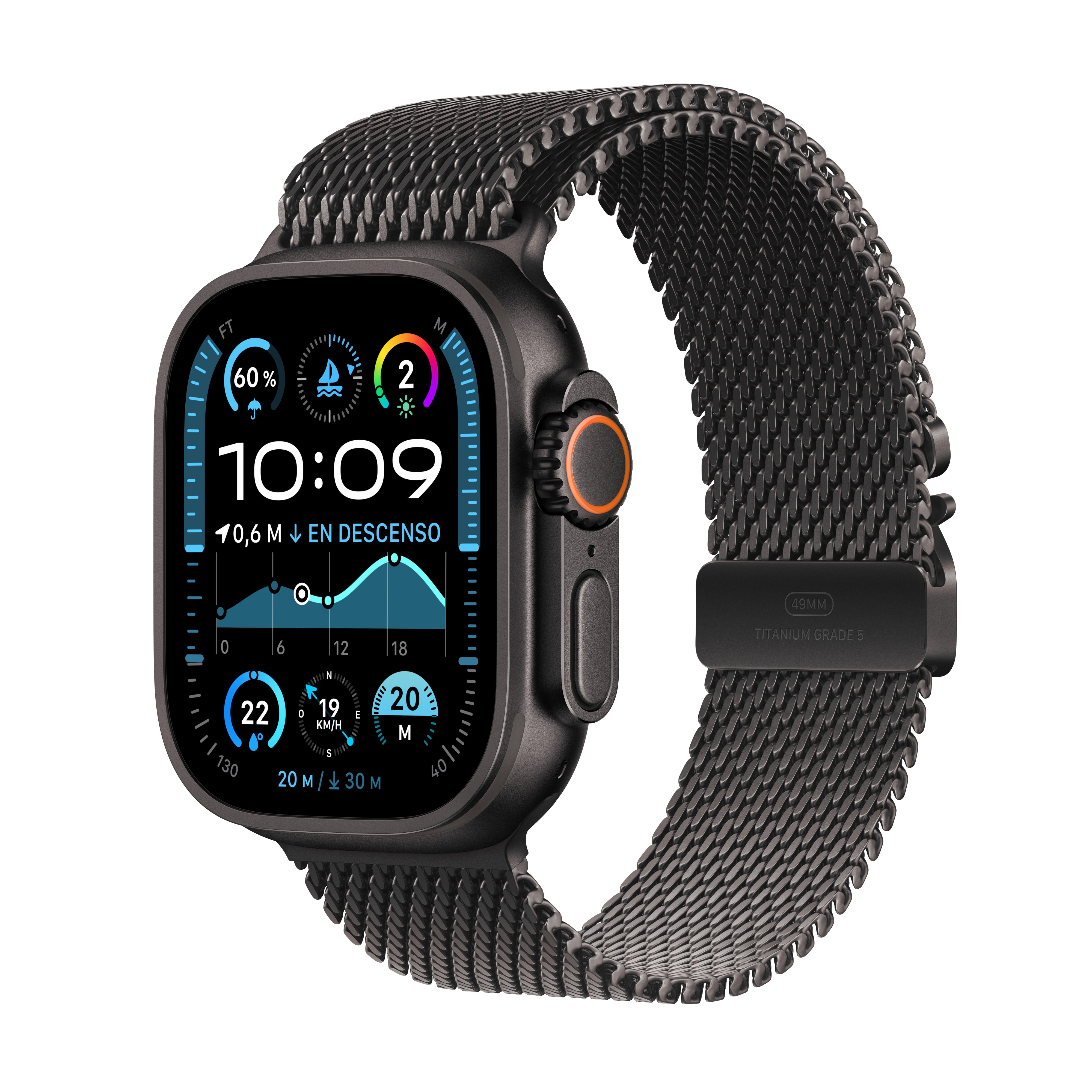 Apple Watch Ultra 2 GPS + Cellular 49mm Titanio Negro con correa Milanese Loop en titanio S Titanio Negro-1