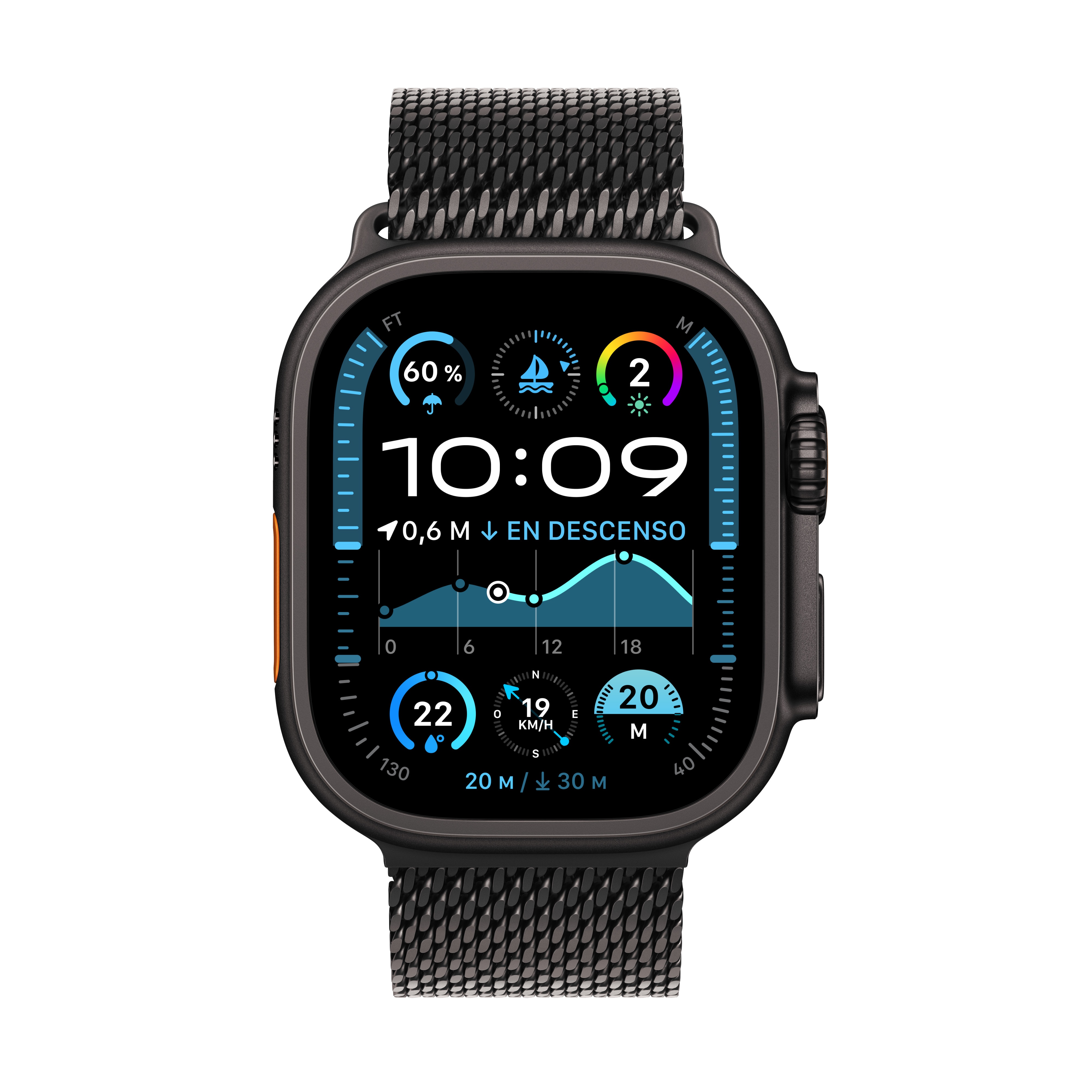 Apple Watch Ultra 2 GPS + Cellular 49mm Titanio Negro con correa Milanese Loop en titanio S Titanio Negro-2