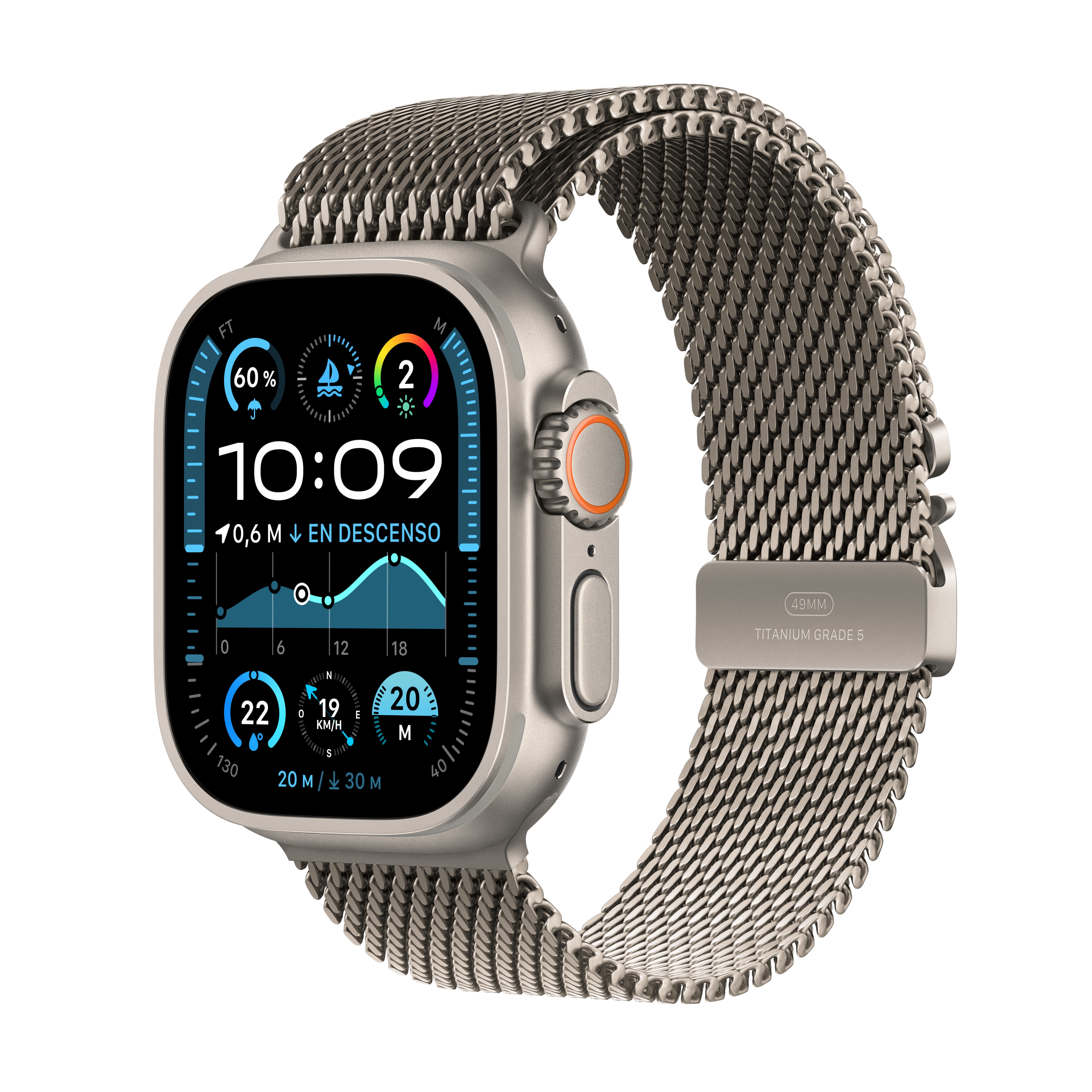 Apple Watch Ultra 2 GPS + Cellular 49mm Titanio Natural con correa Milanese Loop en titanio L Titanio Natural-1