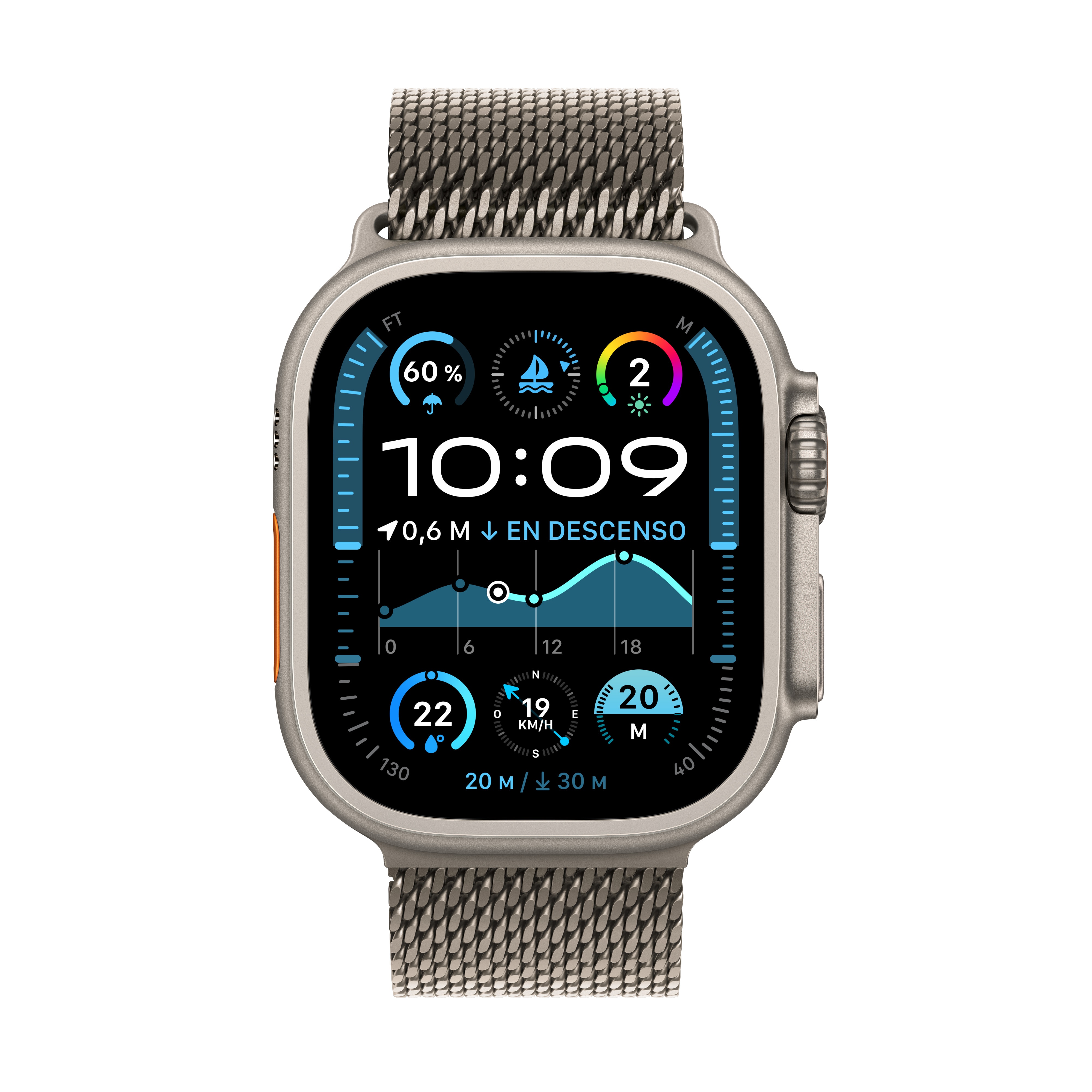 Apple Watch Ultra 2 GPS + Cellular 49mm Titanio Natural con correa Milanese Loop en titanio L Titanio Natural-2