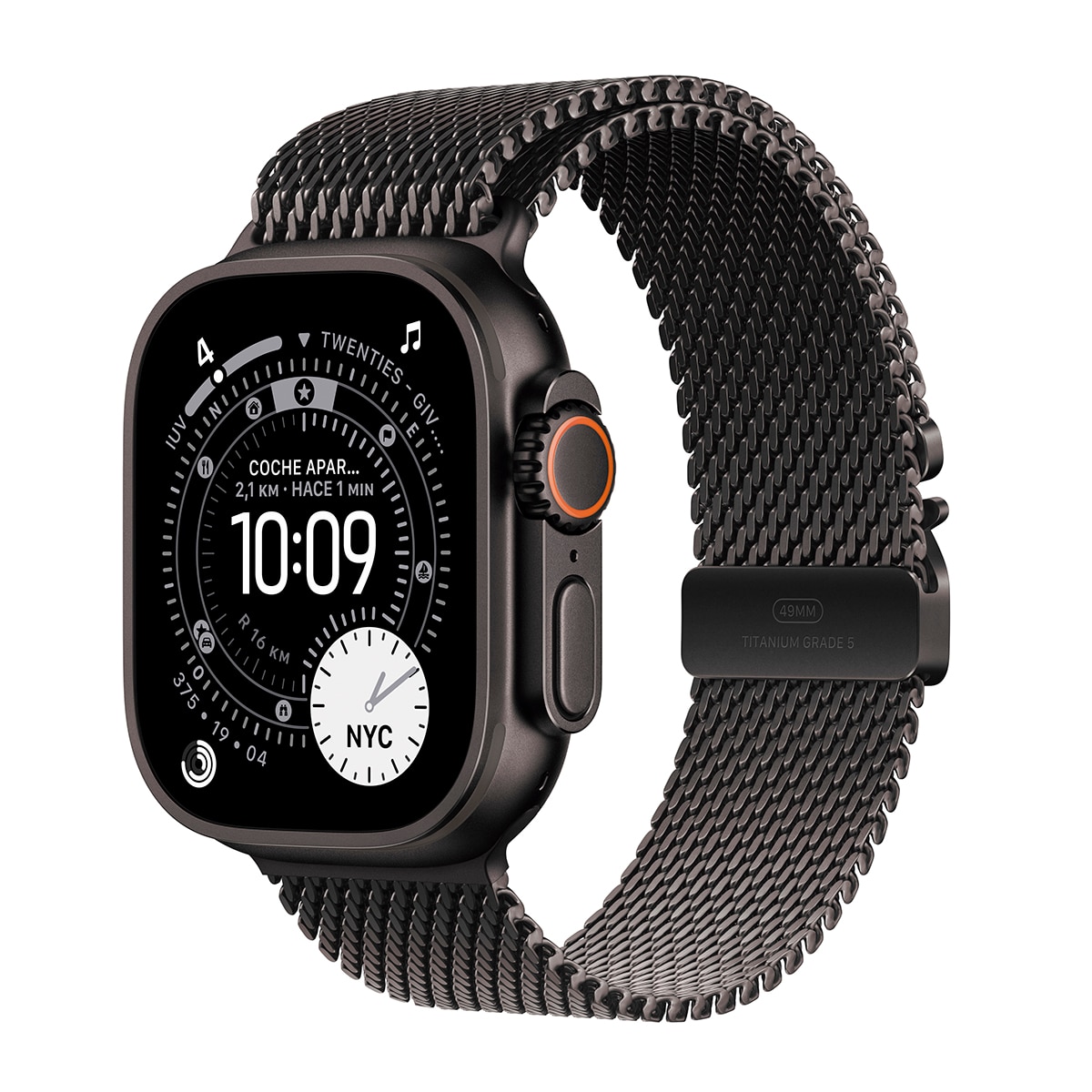 Imagem 0 de Apple Watch Ultra 3 GPS + Cellular 49mm Titânio Preto com Bracelete Milanese Loop Preto (S)