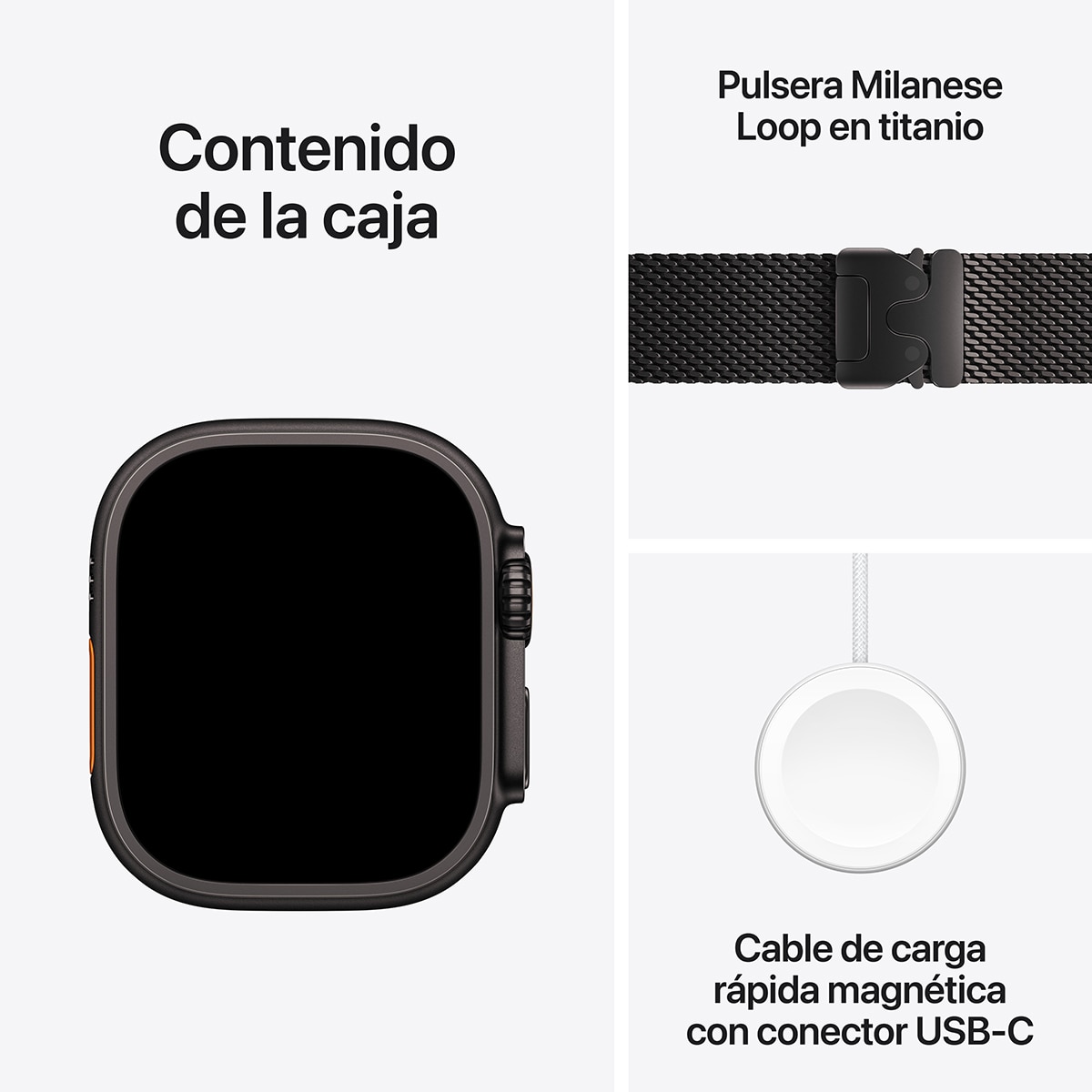 Apple Watch Ultra 3 GPS + Cellular 49mm Titanio negro con Correa Milanese Loop Negro (L) Titanio Negro-8