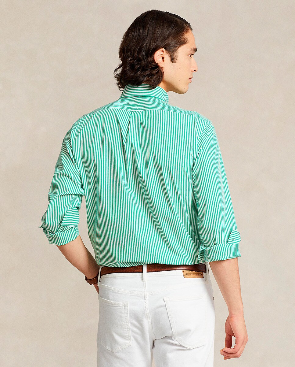 Camisa Custom Fit de Popelina Verde-3