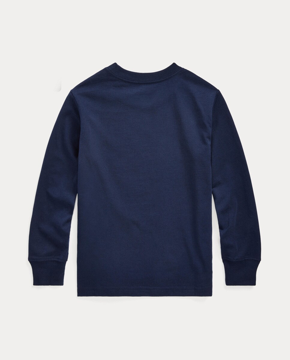 Camisola de Algodão com Manga Comprida Azul-marinho-2