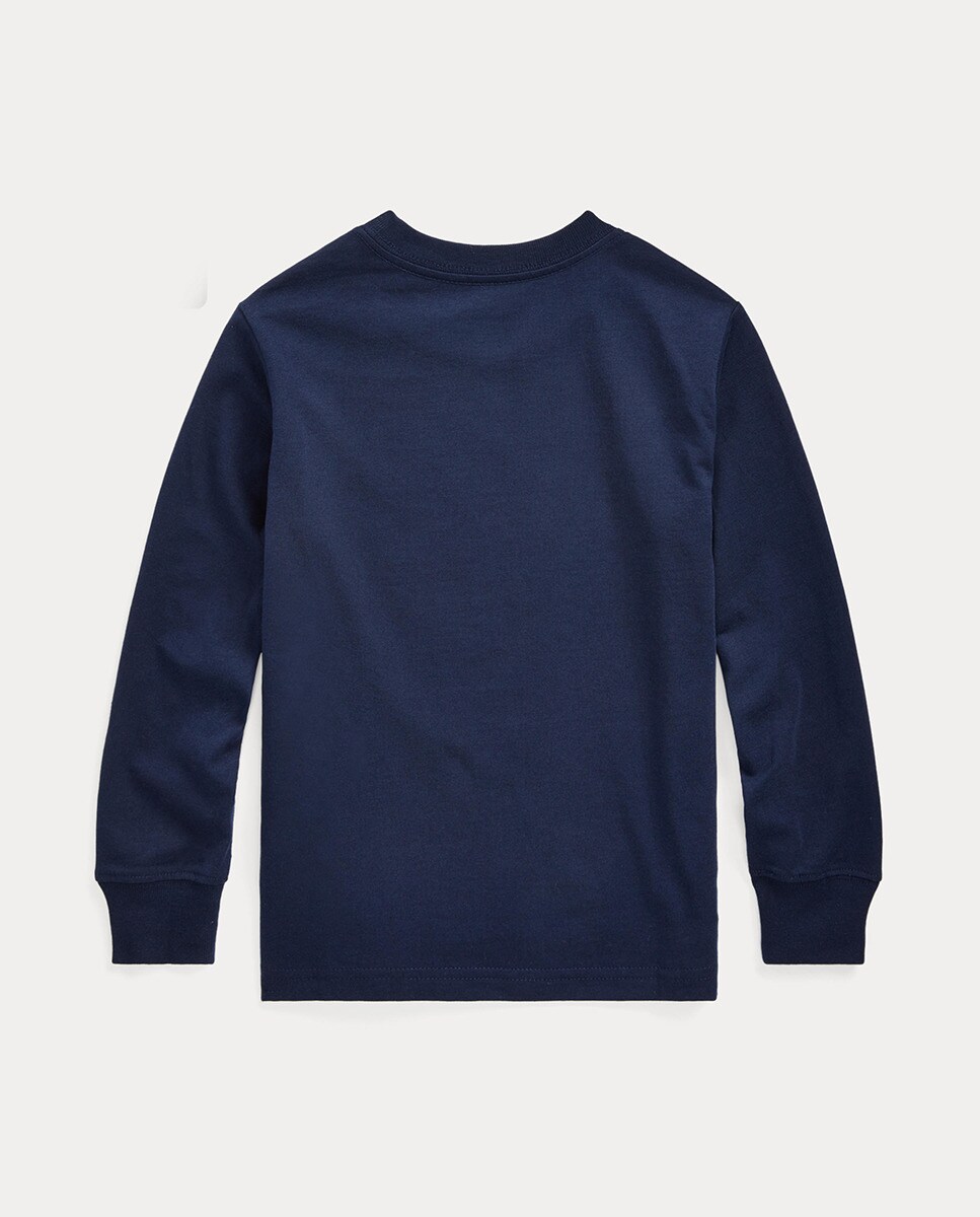 Camisola de Algodão com Manga Comprida Azul-marinho-4