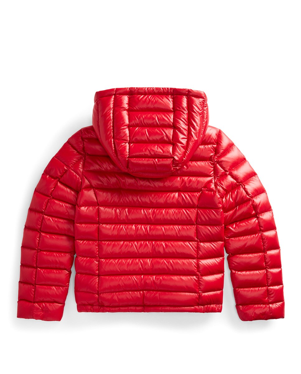 Blusão acolchoado vermelho de menina com capuz Polo Ralph Lauren Vermelho-3