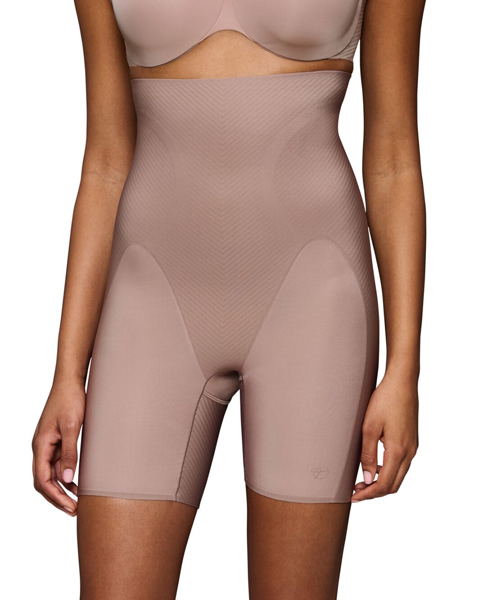 Bermudas Adelgaçantes de Cintura Subida com Controlo Médio Taupe-1