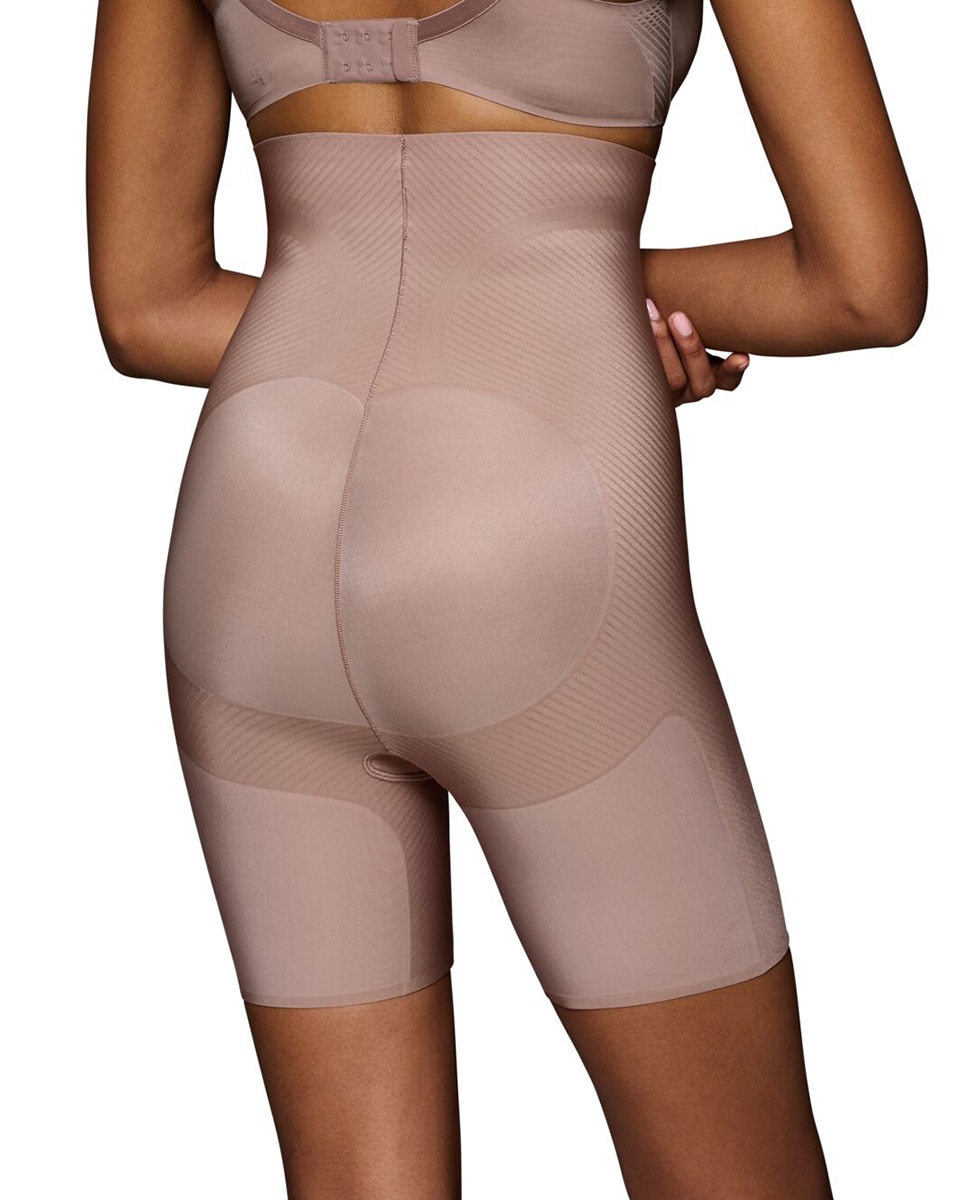 Bermudas Adelgaçantes de Cintura Subida com Controlo Médio Taupe-2