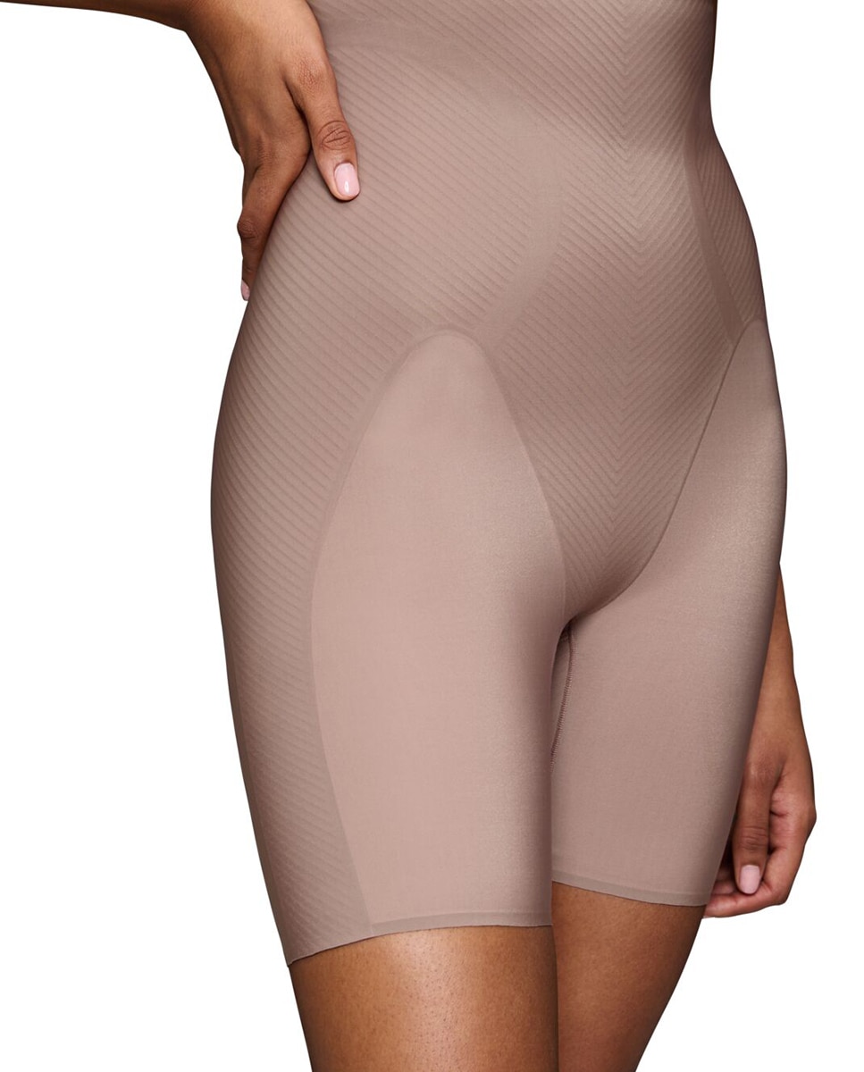 Bermudas Adelgaçantes de Cintura Subida com Controlo Médio Taupe-3