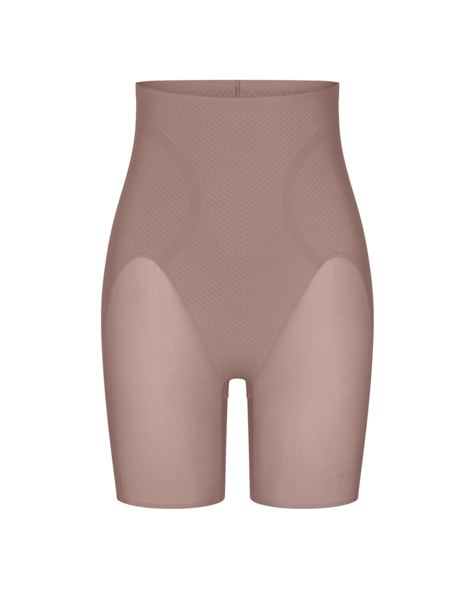 Bermudas Adelgaçantes de Cintura Subida com Controlo Médio Taupe-4