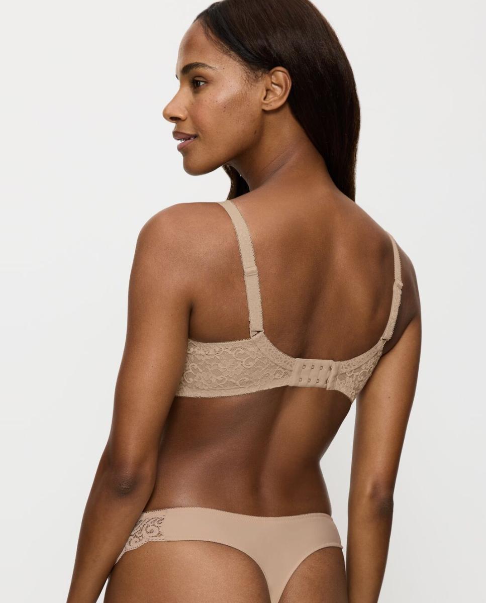 Soutien Redutor sem Aro e com Detalhes de Renda e Jacquard Nude-2